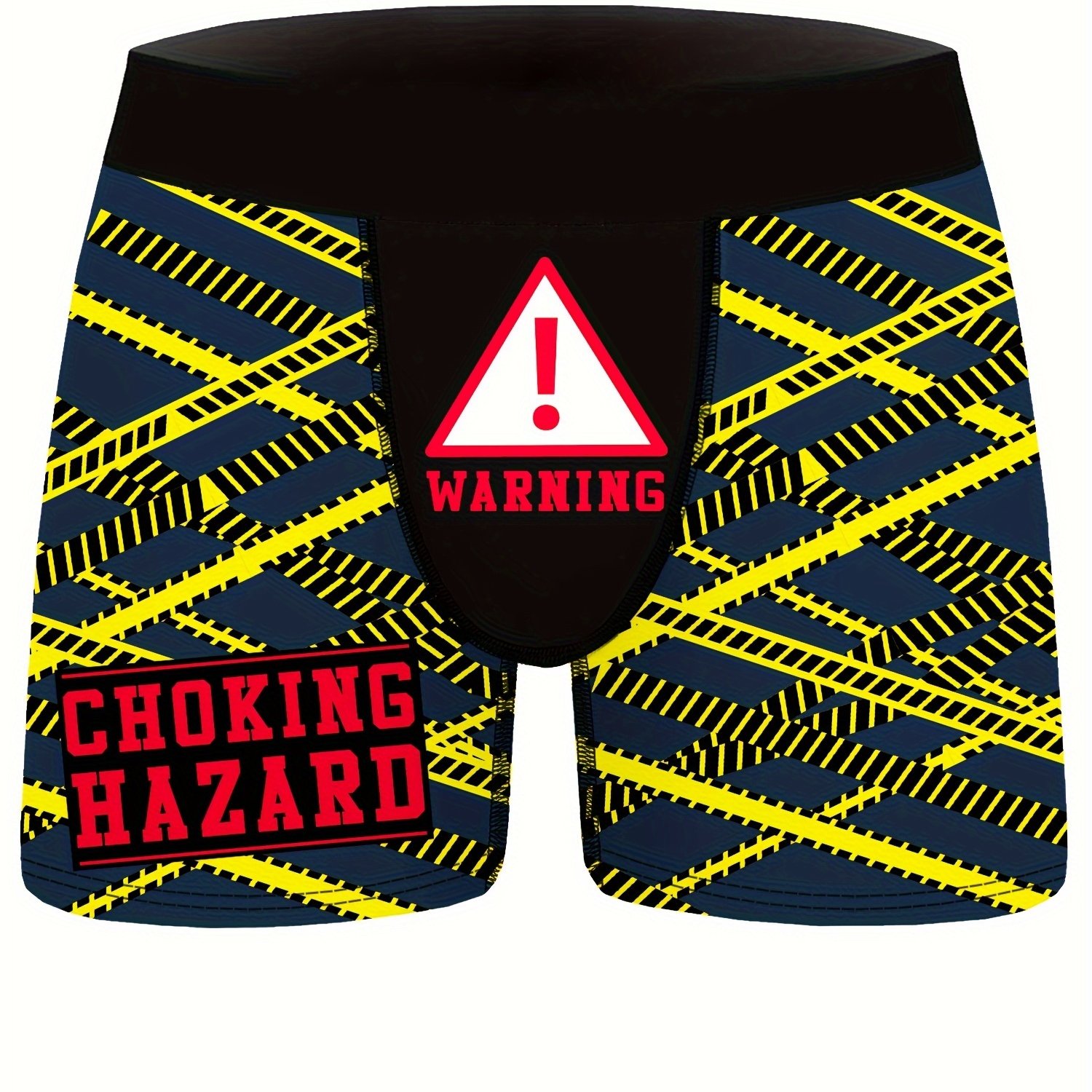 Caution Choking Hazard Boxer Briefs, Funny Boxer Briefs For Men, ONE PAIR  (XL, Black)
