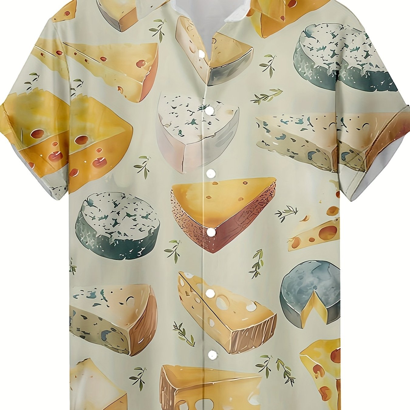 TEMU Food Cheese Retro Pattern 3d Printed Men's Casual Shirt Fashion Personality Hip Hop Hawaiian Shirt