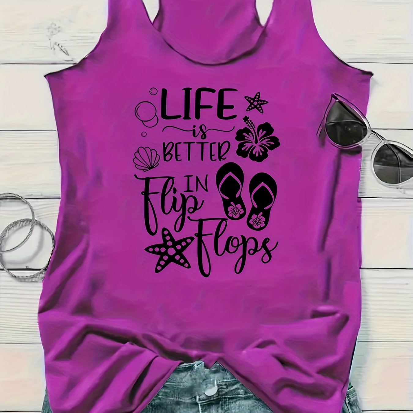 TEMU Summer Fashion Simple Slim Fit Printed Tank Top