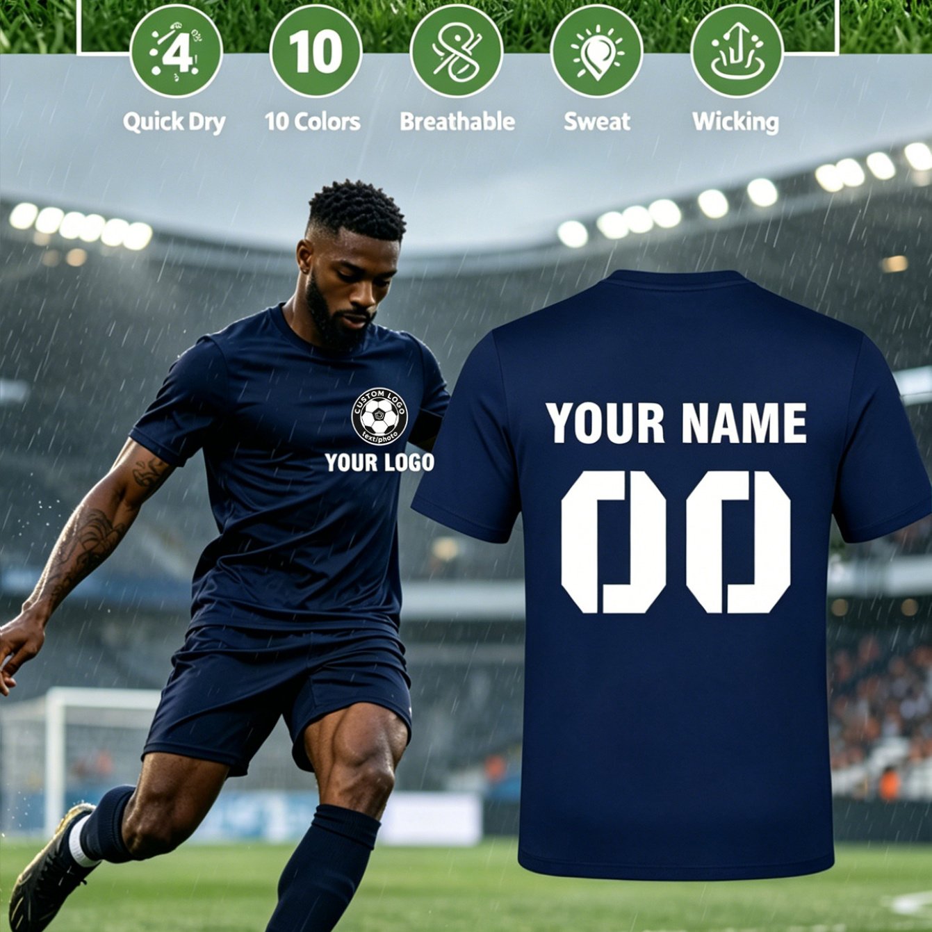 TEMU Men's Custom T-shirt, Diy Printed Pattern Jersey, Quick-drying, Comfortable, Breathable, And Soft. Suitable For Gym, Team, Corporate Team