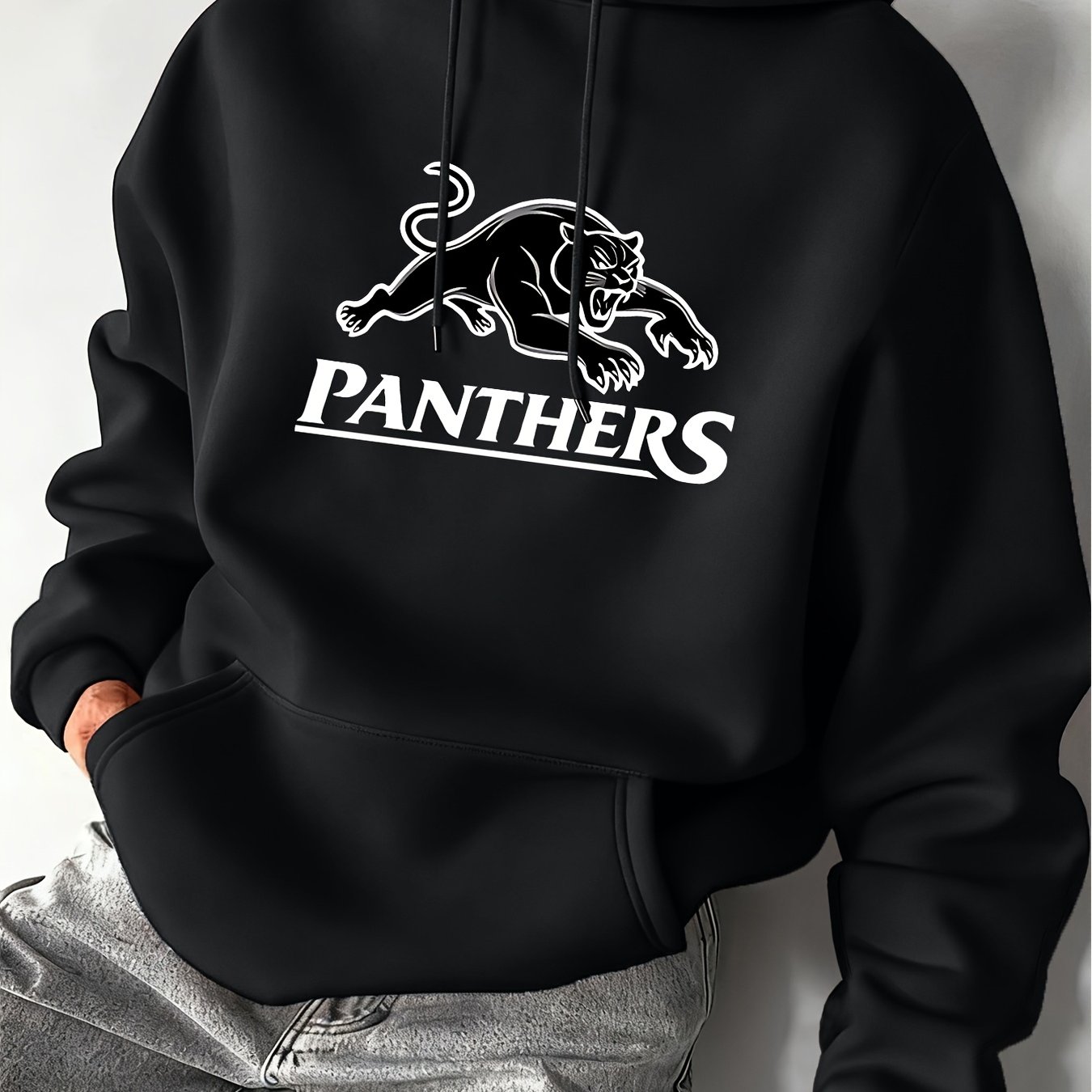 TEMU Men' Style Unique Print Pullover Hip-hop Style Hooded Top Suitable For Autumn And Winter Casual And Versatile Men's Long-sleeve With Drawstring