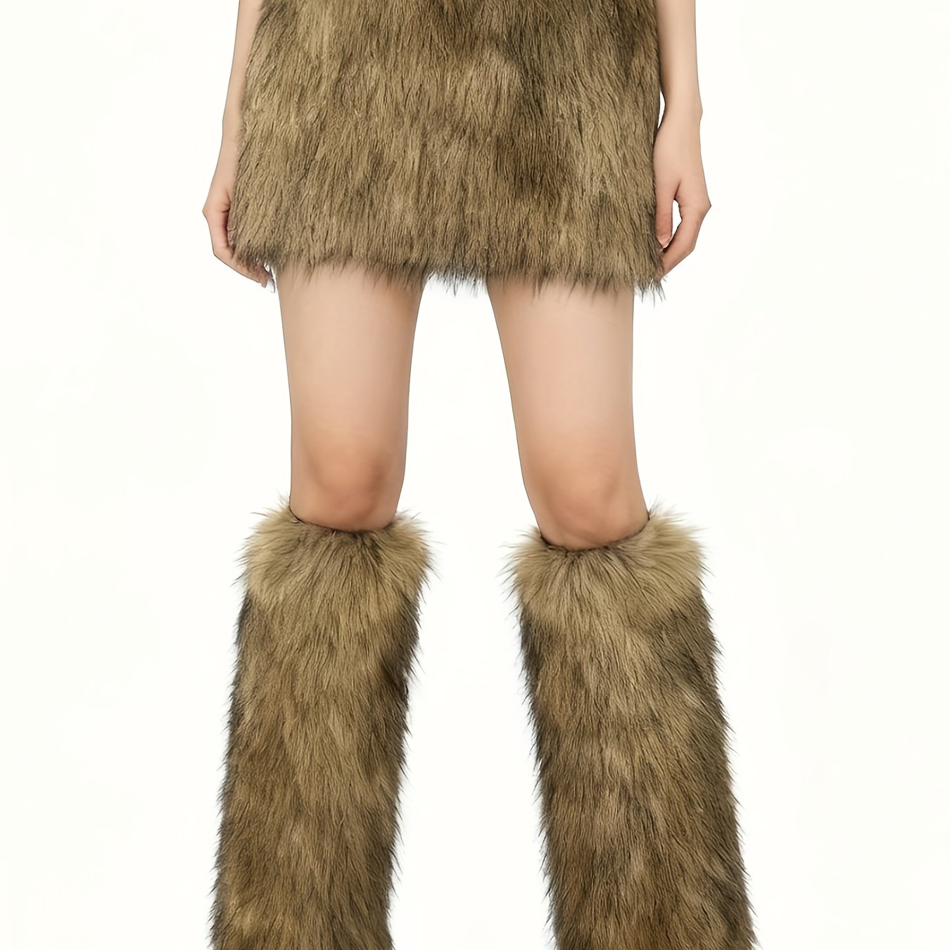 TEMU Ensemble de costume rétro pour femmes avec jupe et jambières, costume de style viking, ensemble de costume en peluche artificielle, adapté pour