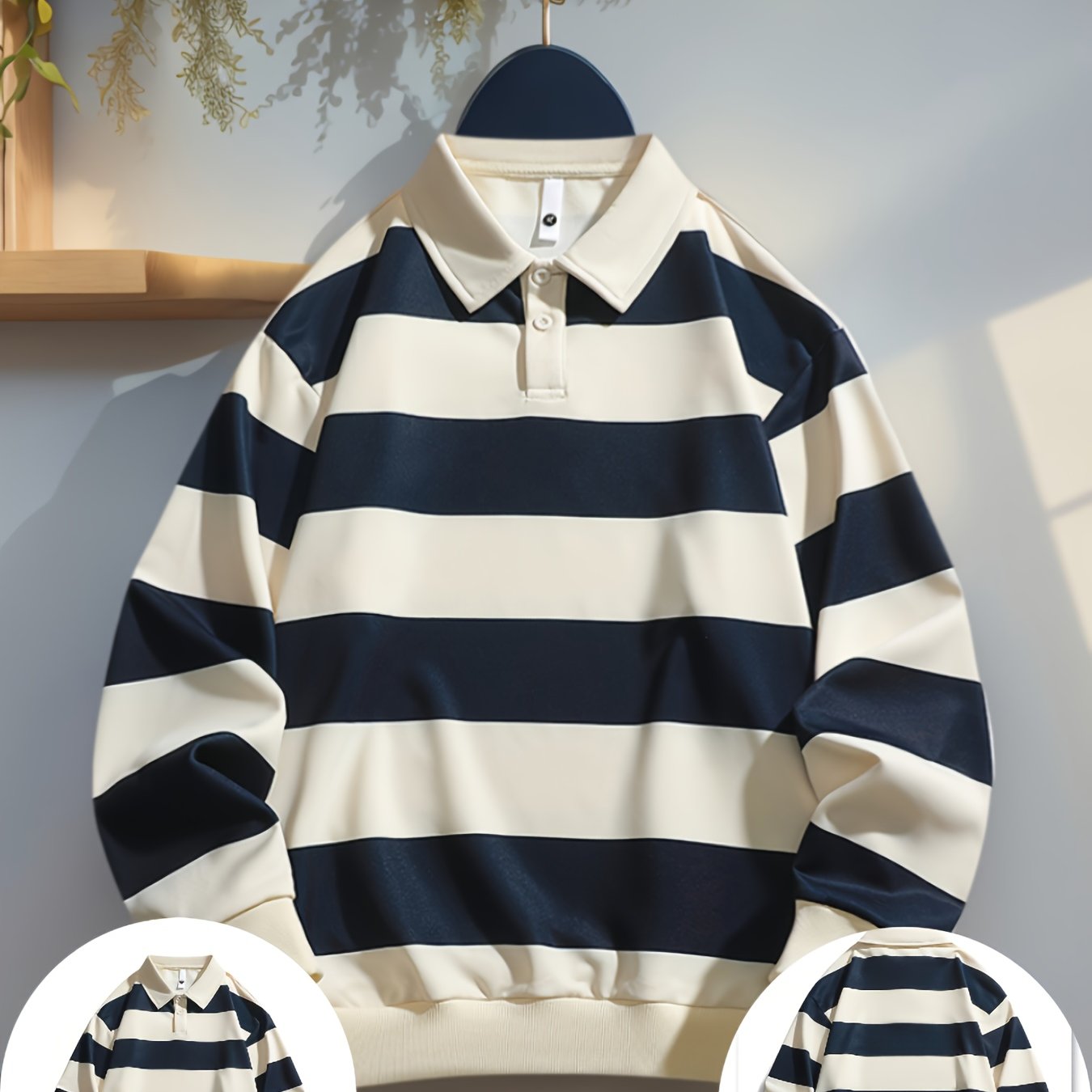 TEMU Men's Versatile Autumn Long Sleeve Sweatshirt | Autumn Hot Item Recommendation Classic Wide | Fashionable Color Block | Trendy Loose Fit |