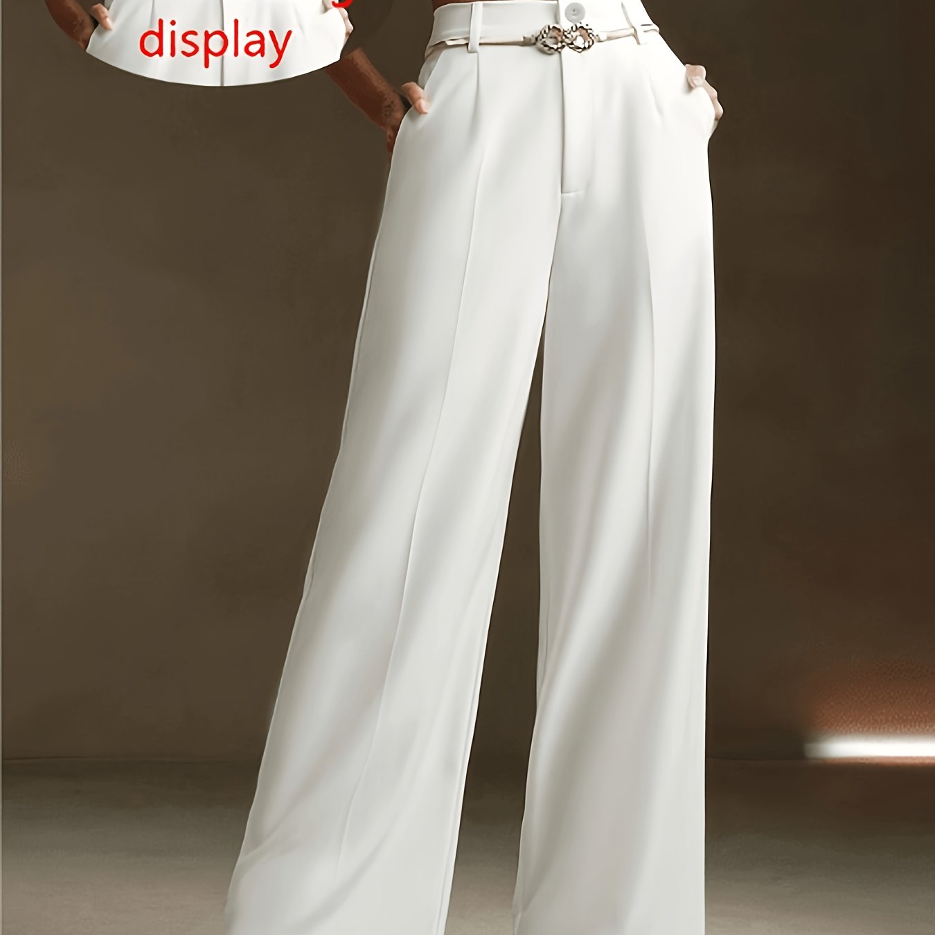 TEMU Women's Fashionable New Suit Pants, Modern Urban Solid Color Pants With Pockets, No Belt
