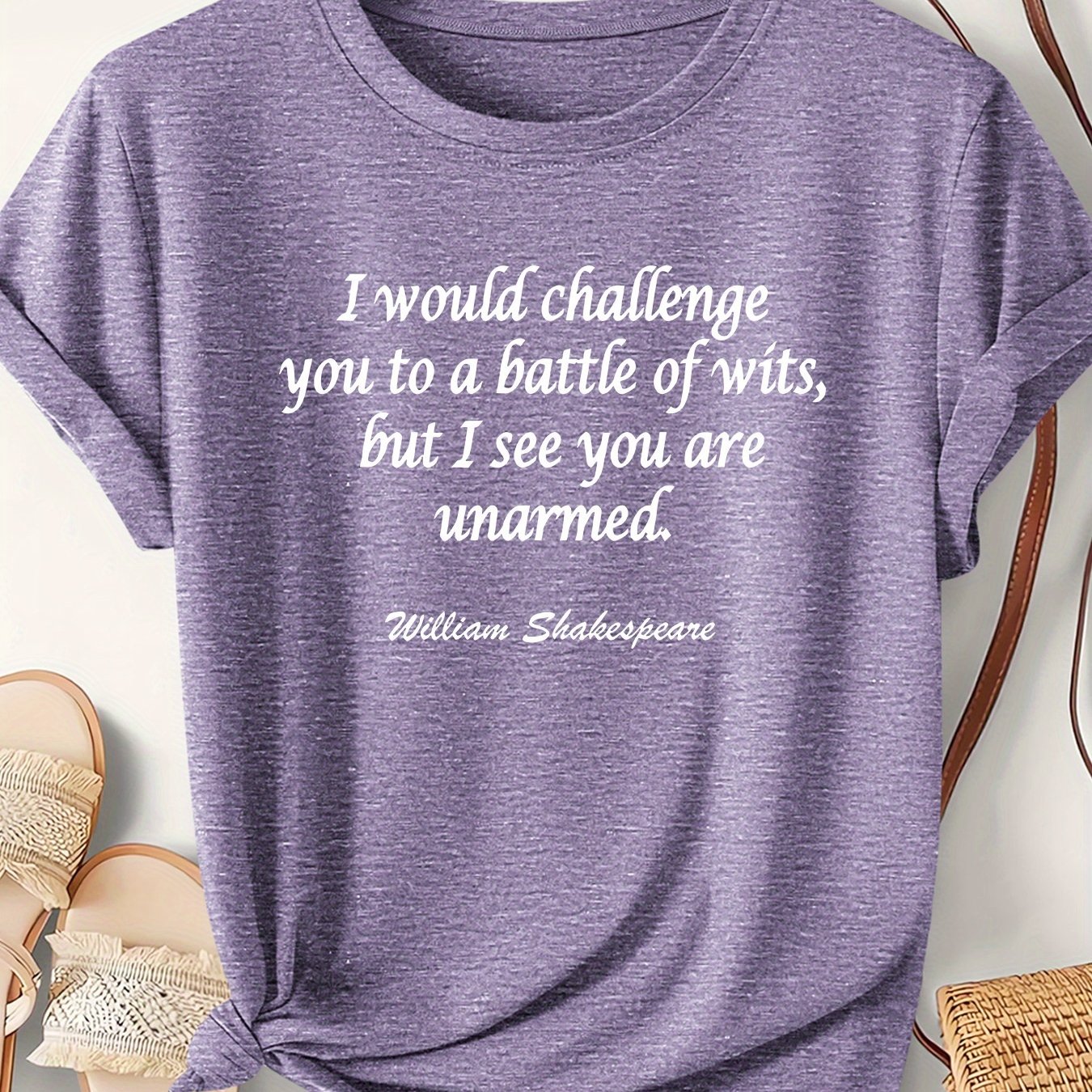 TEMU Women's "" Quote Lettering Inspirational Print Short Sleeve T-shirt, Autumn Round Neck Cute Tee, Elegant Party Vintage Stylish Women's Clothing,