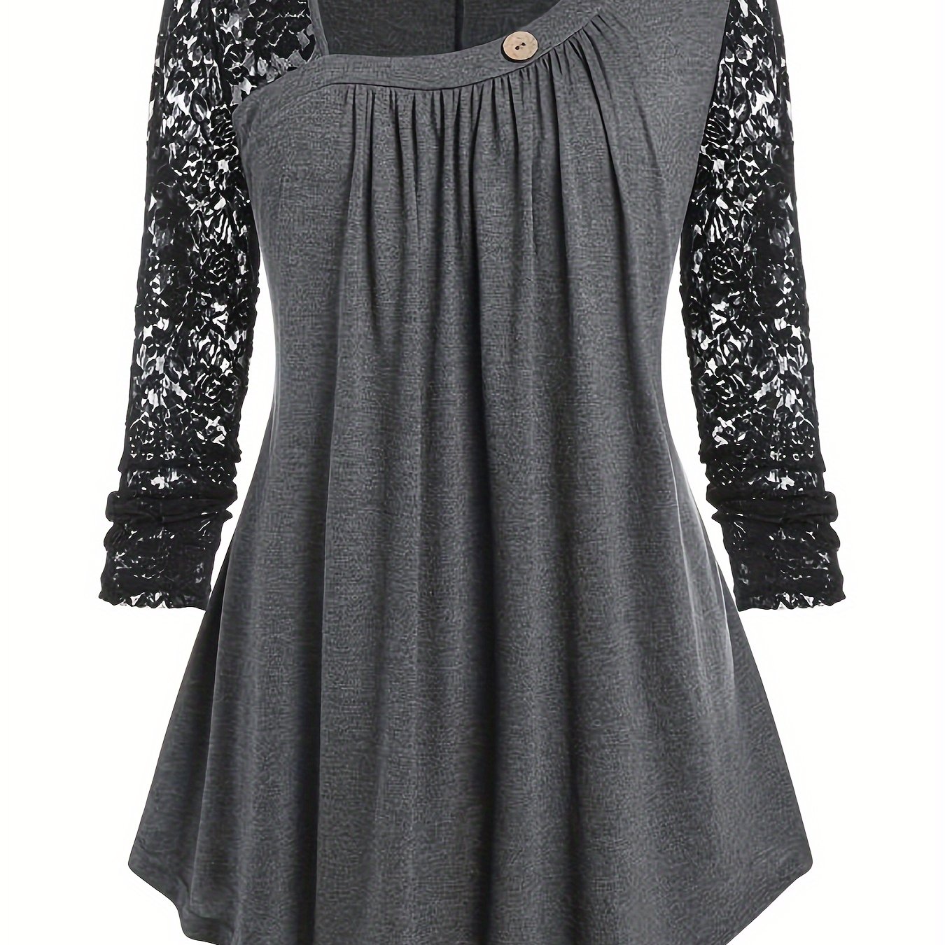 Plus Size - Plus Size - Elegant Lace Button Women's Top