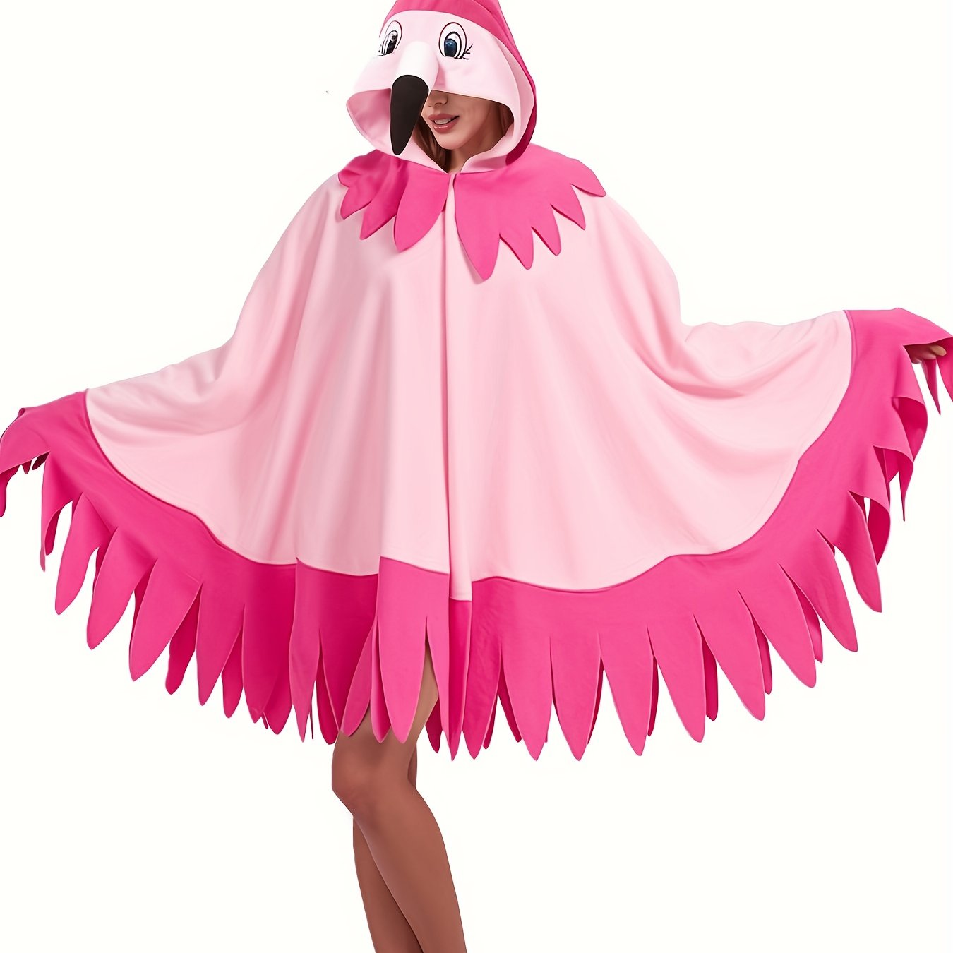 Flamingo Adult Animal Hooded Cape, Cartoon Jumpsuit, Christmas Costume Cloak, Festive Animal Outfit, Party Role-play Loungewear