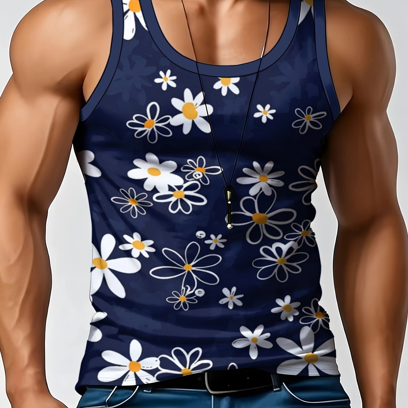 TEMU Casual Men's Sleeveless Vest, Lightweight Round Neck Summer Wear