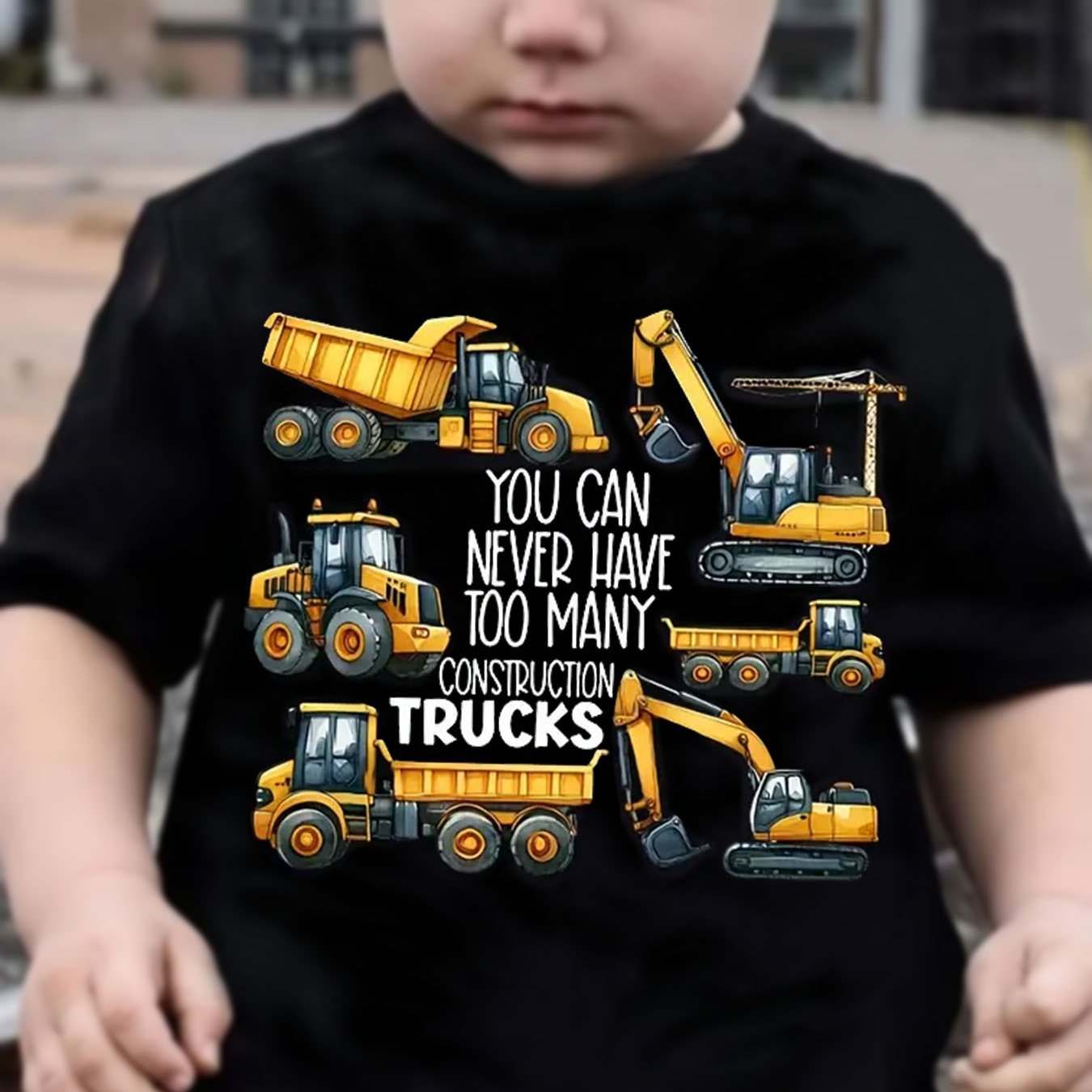 Image of Game Excavator T-shirt Cartoon T-shirt Boys Truck Graphic T-shirt Girls Short Sleeve T-shirt Clothing