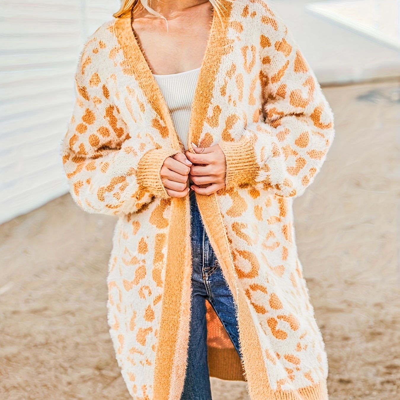 Orange leopard print cardigan hotsell