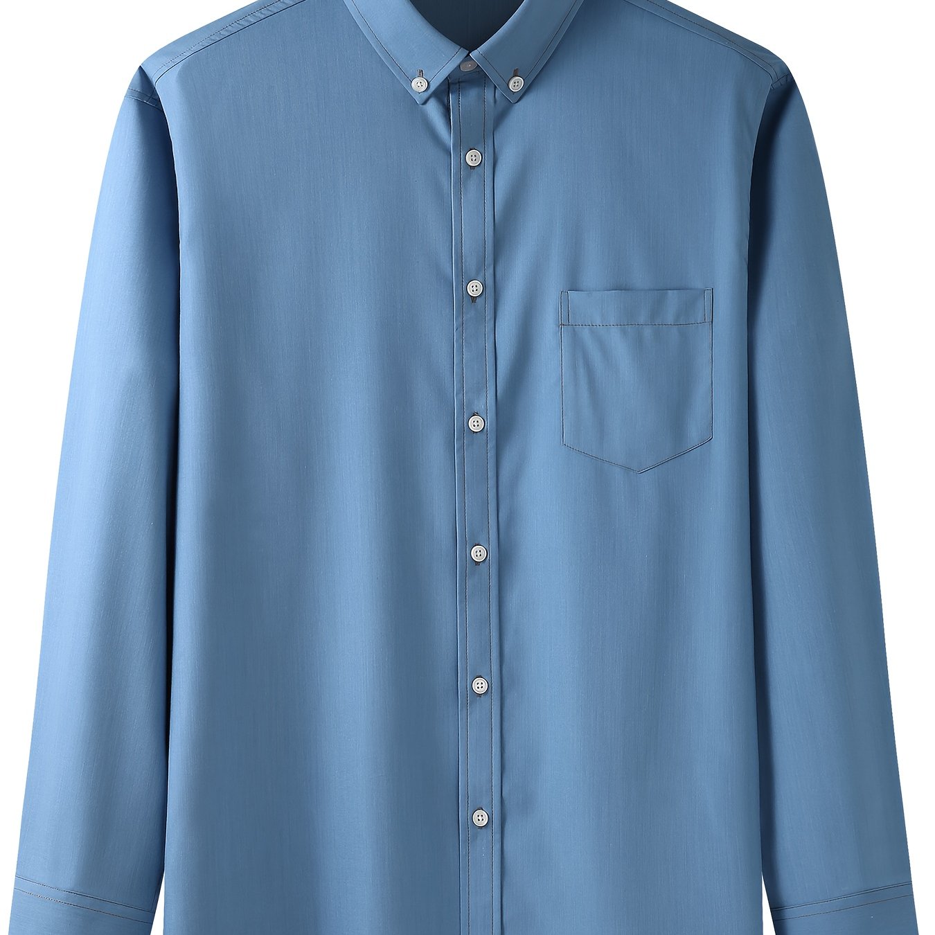 TEMU Plus Size Men's Casual All-match Daily Casual Chest Patch Pocket Lapel Long Sleeve Shirt