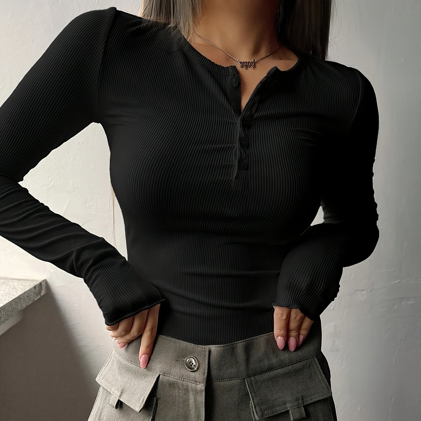 TEMU Haut pull simple à et torsades coupe ajustée pour femme, automne/hiver, vêtement d'intérieur chaud, pyjama