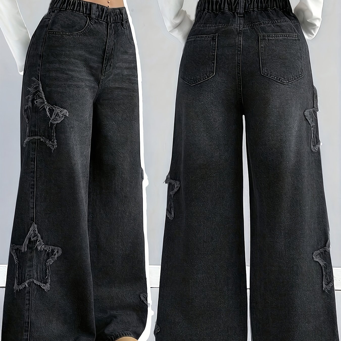 TEMU Girls' Jeans, New Style For Spring, Summer, Autumn, And Winter, Fashionable, Suitable For Middle And Large Children, Versatile, Casual Girls'