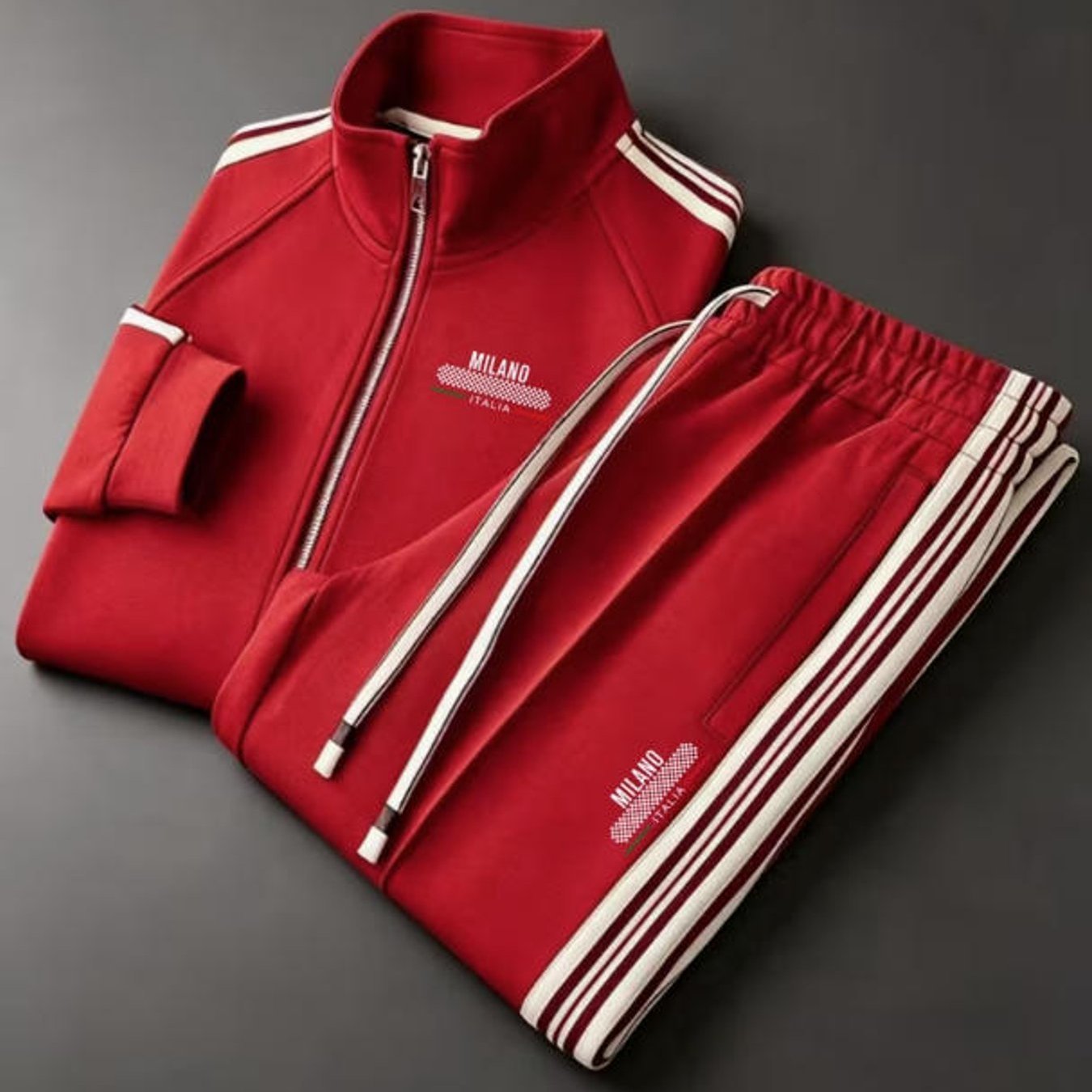 TEMU Men's Fashion Casual Trendy Italia Striped 2pcs Tracksuit Adult Men Sportswear Holiday Gift Daily Wear Plus Size Men's Clothing, Plus Size