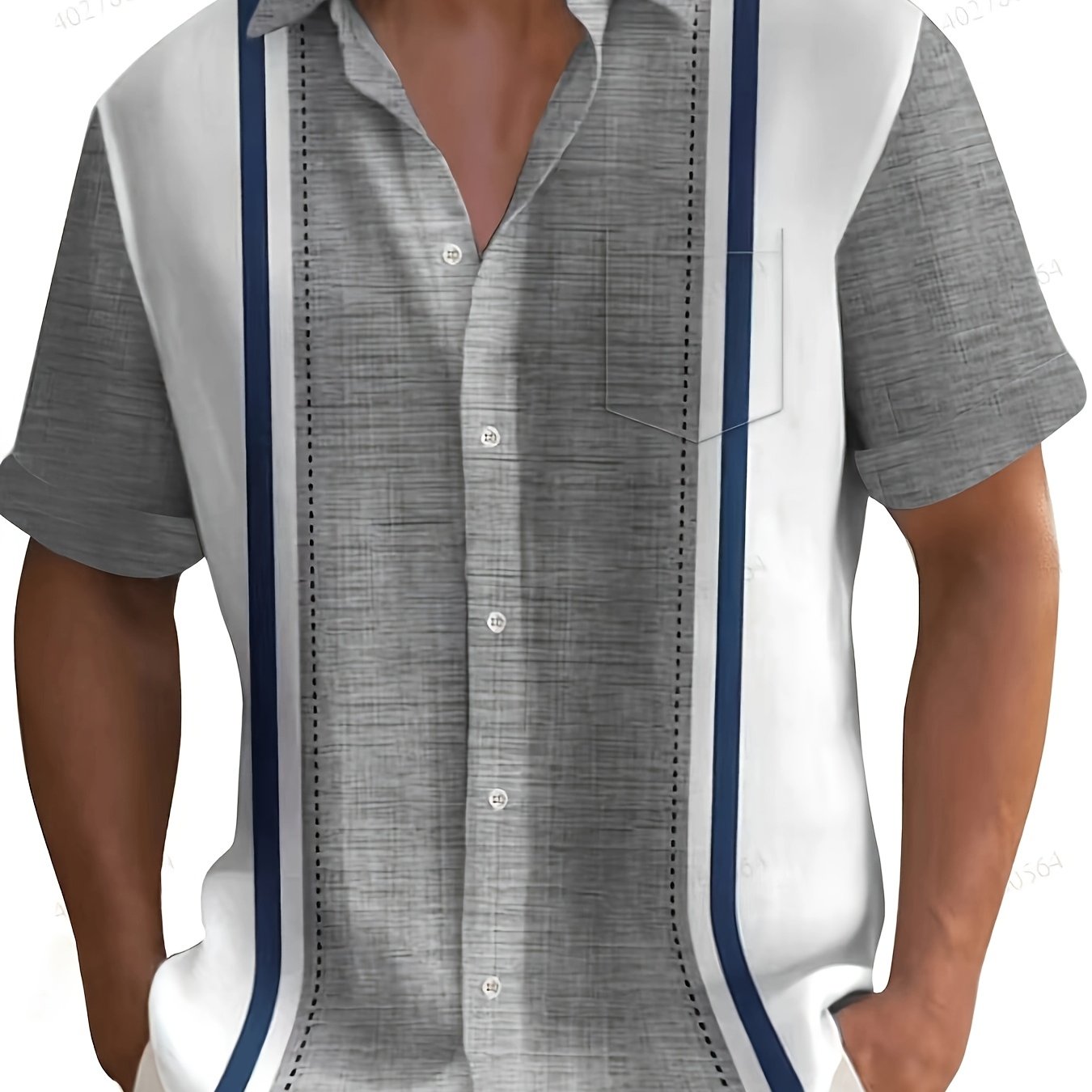 TEMU Chemise décontractée à manches courtes pour homme | Imprimé tropical, col à , fermeture boutonnée, détail de poche, tissu non extensible, coupe