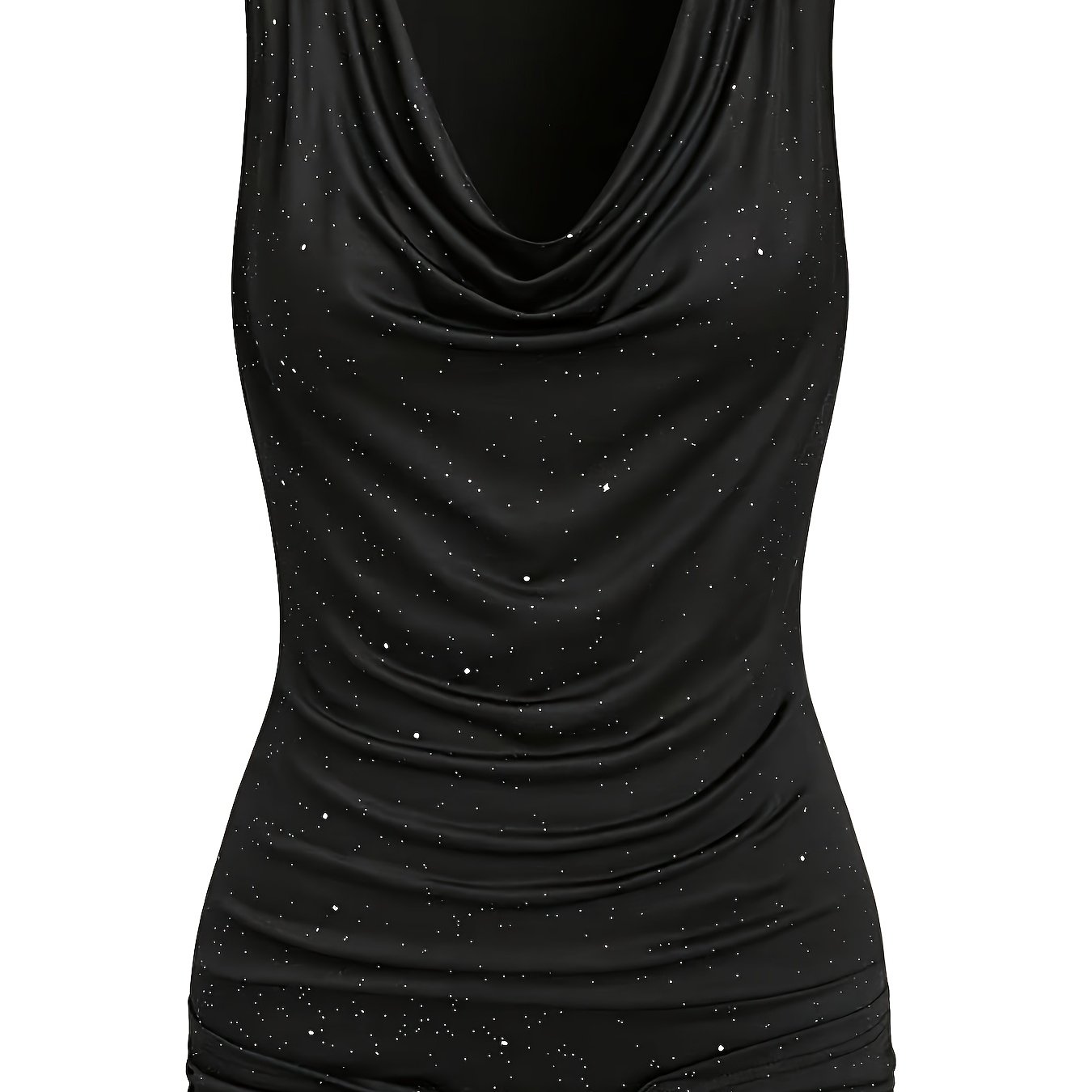 E-shop Elegantes ärmelloses Damen Tank Top - Leichtes, glänzendes, grünes Sommer Shirt mit tiefem Ausschnitt, Color-Block-Design mit Gürteldetails,