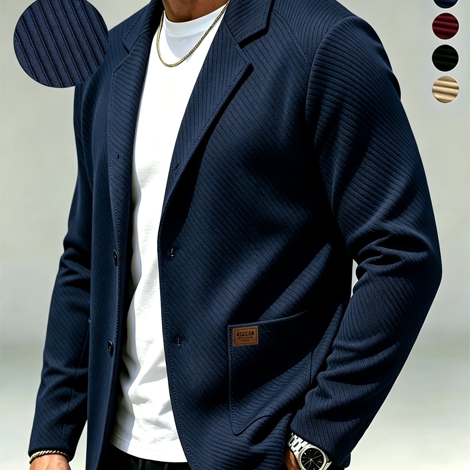 TEMU sportivo casual da , giacca in maglia testurizzata /inverno, cardigan stile blazer, design a un , facile e , per uscite casual e spostamenti