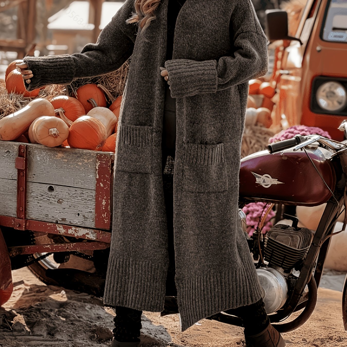 TEMU Autumn Winter New Women' Color Thick Versatile Whitening Loose Retro Temperament Long Coat Korean Double Pocket Women's Coat Outerwear Ll168