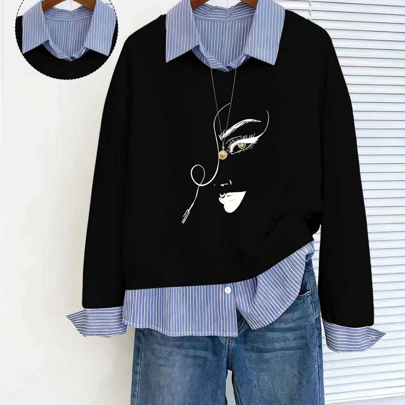 TEMU Fashion Women's V-neck Sweatshirt For Spring, Autumn, And Winter