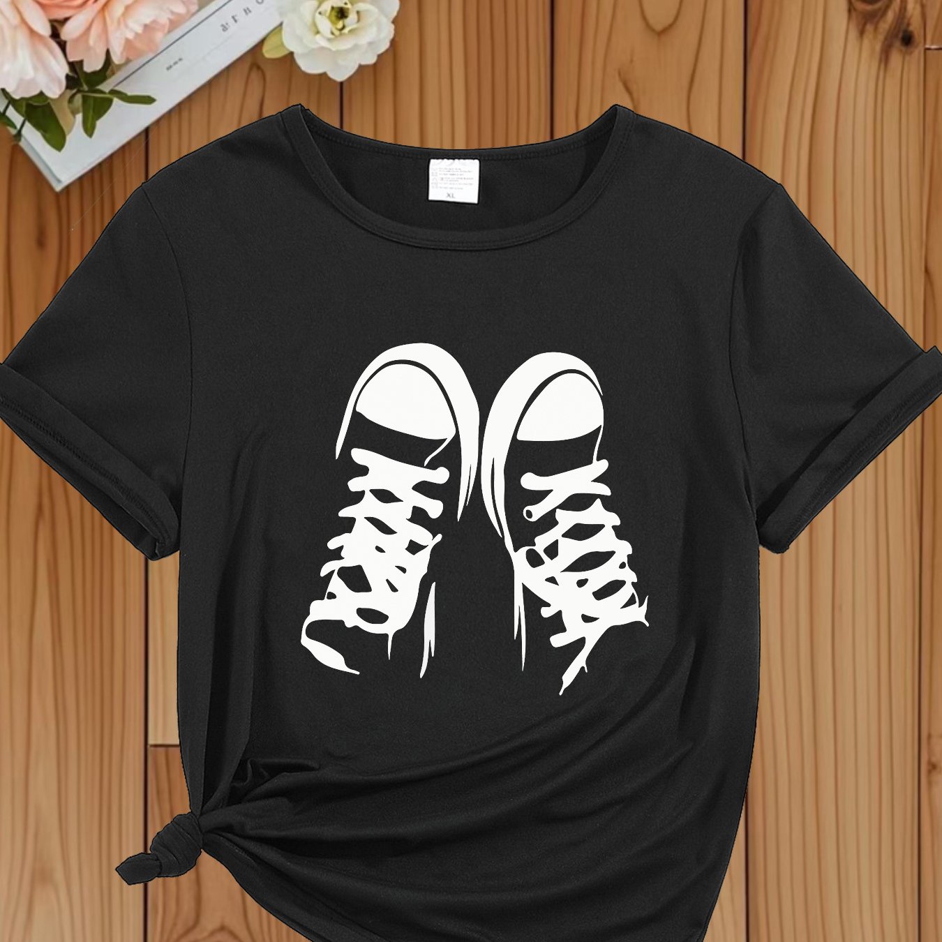 E-shop Lässiges Cartoon-Sommer-T-Shirt mit Rundhalsausschnitt kurzen Ärmeln, Damenbekleidung