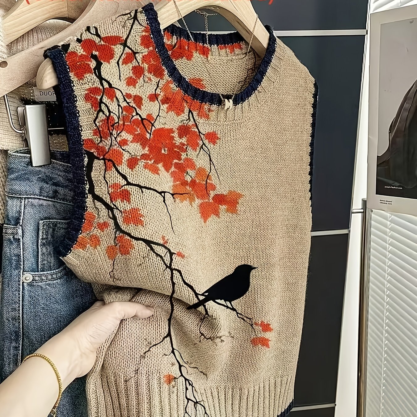 TEMU Gilet grande taille pour femme, pull à col rond avec motif plat 2D, mode , haut tendance pour femme à impression numérique, gilet pour dames