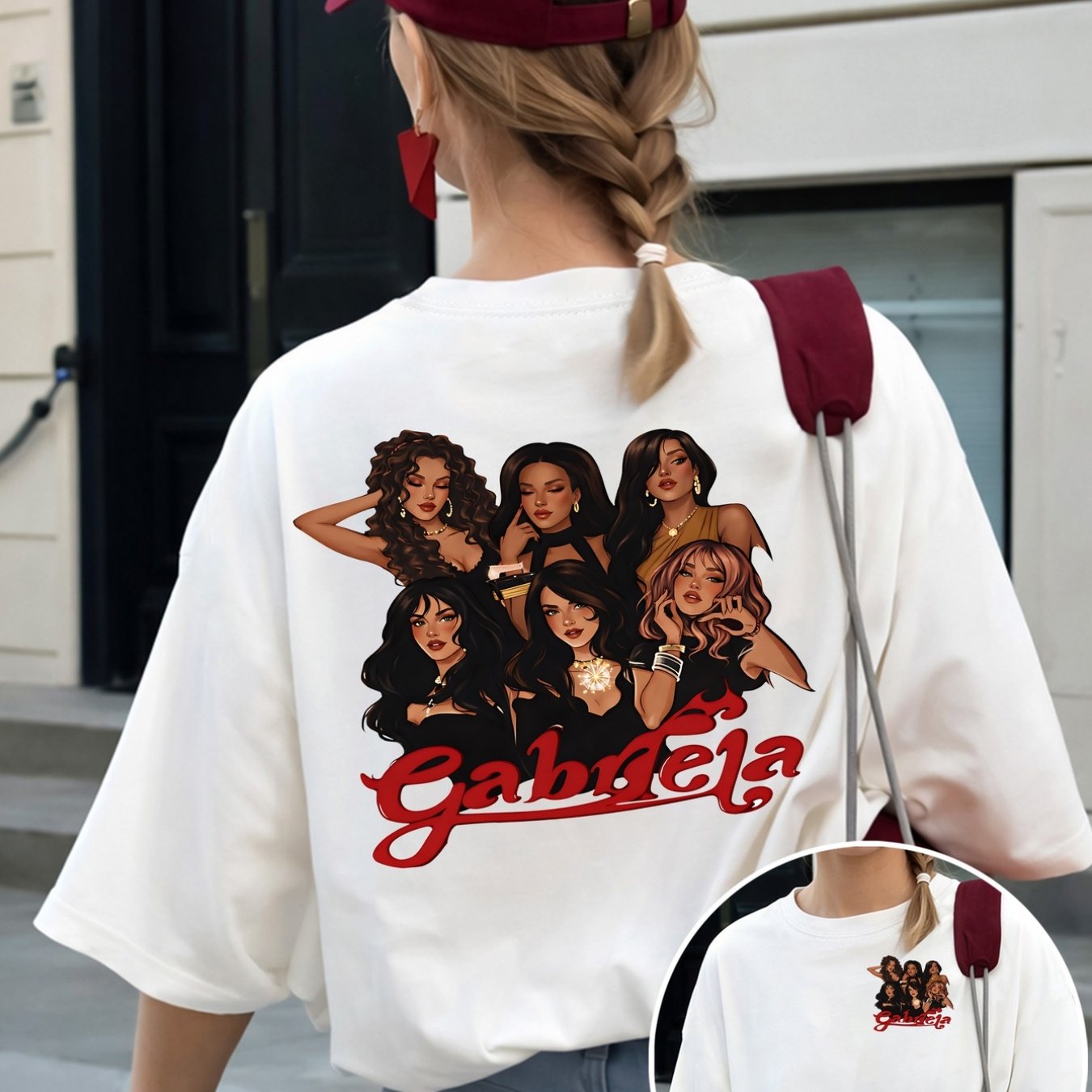 TEMU Gabriela, Women's Female Ensemble Graphic Print T-shirt, Short Sleeve Crew Neck Casual Top For Summer And Spring, Women's Clothing