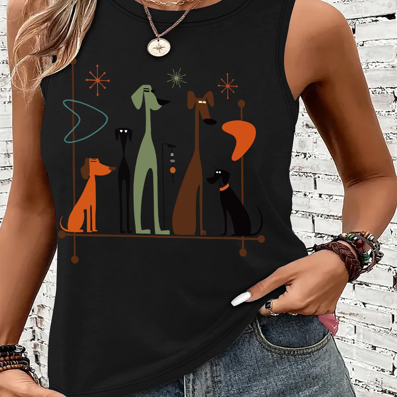 TEMU Débardeur à imprimé graphique, haut décontracté manches pour l'été et , vêtements pour femmes
