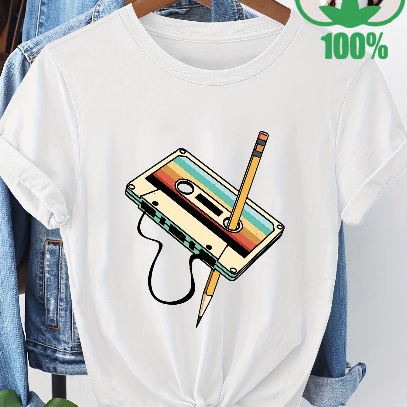 A New Stylish And Casual Graphic Print T-shirt - Lightweight 100 Neck T-shirt, Comfortable Summer Fashion For Casual Attire, Perfect Gift Idea, Graphic T-shirt, Lightweight, Comfortable Stretch Fabric