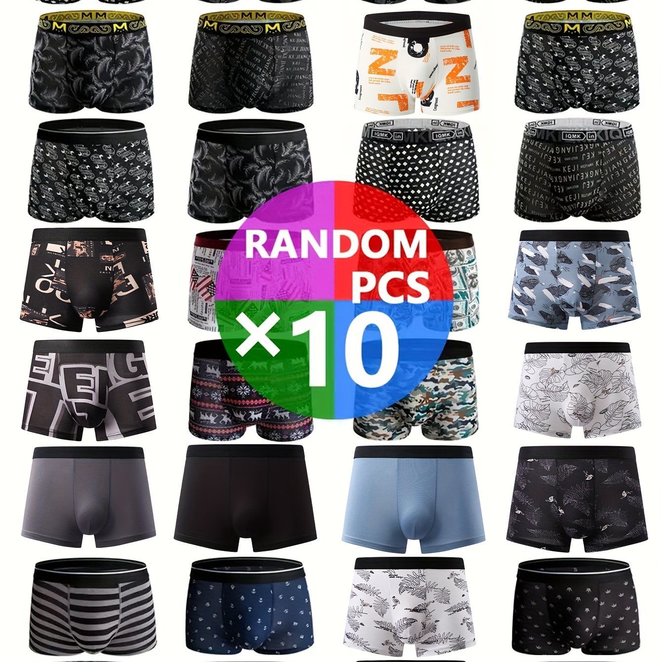 E-shop 10er-Pack zufällig versandte, bedruckte, elastische, flache Herrenslipper, weiche, bequeme, atmungsaktive, flache Slips
