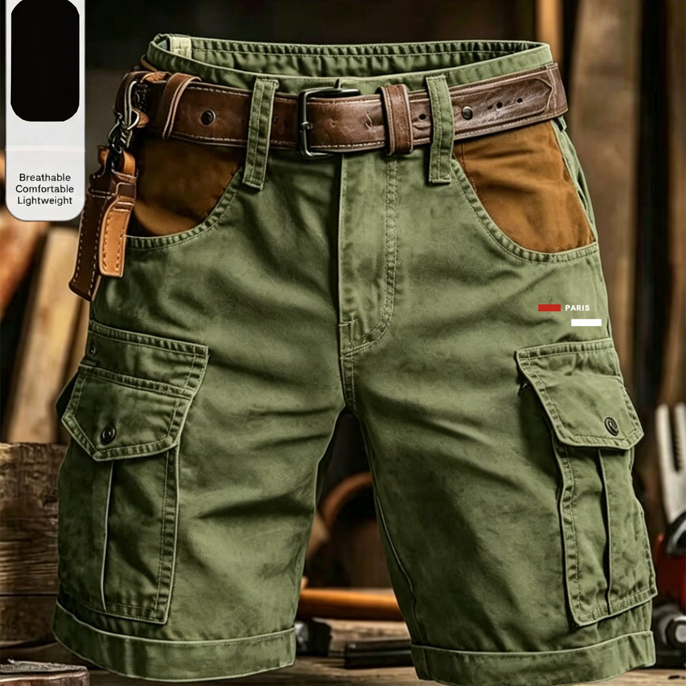 100% New Style Summer Fashion Men's Color-block Cargo Shorts Casual Multi-pocket Jogging Commuter Shorts