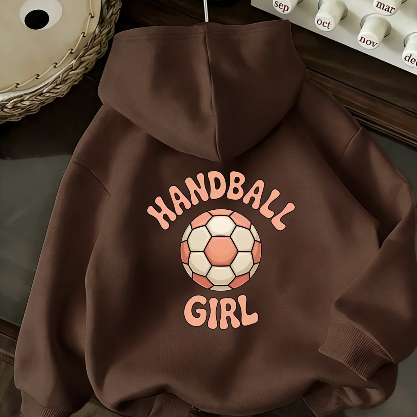 TEMU Handball Pattern, Bright Colors, Design. Women's Fashion Casual Sports Hoodie With Back Print