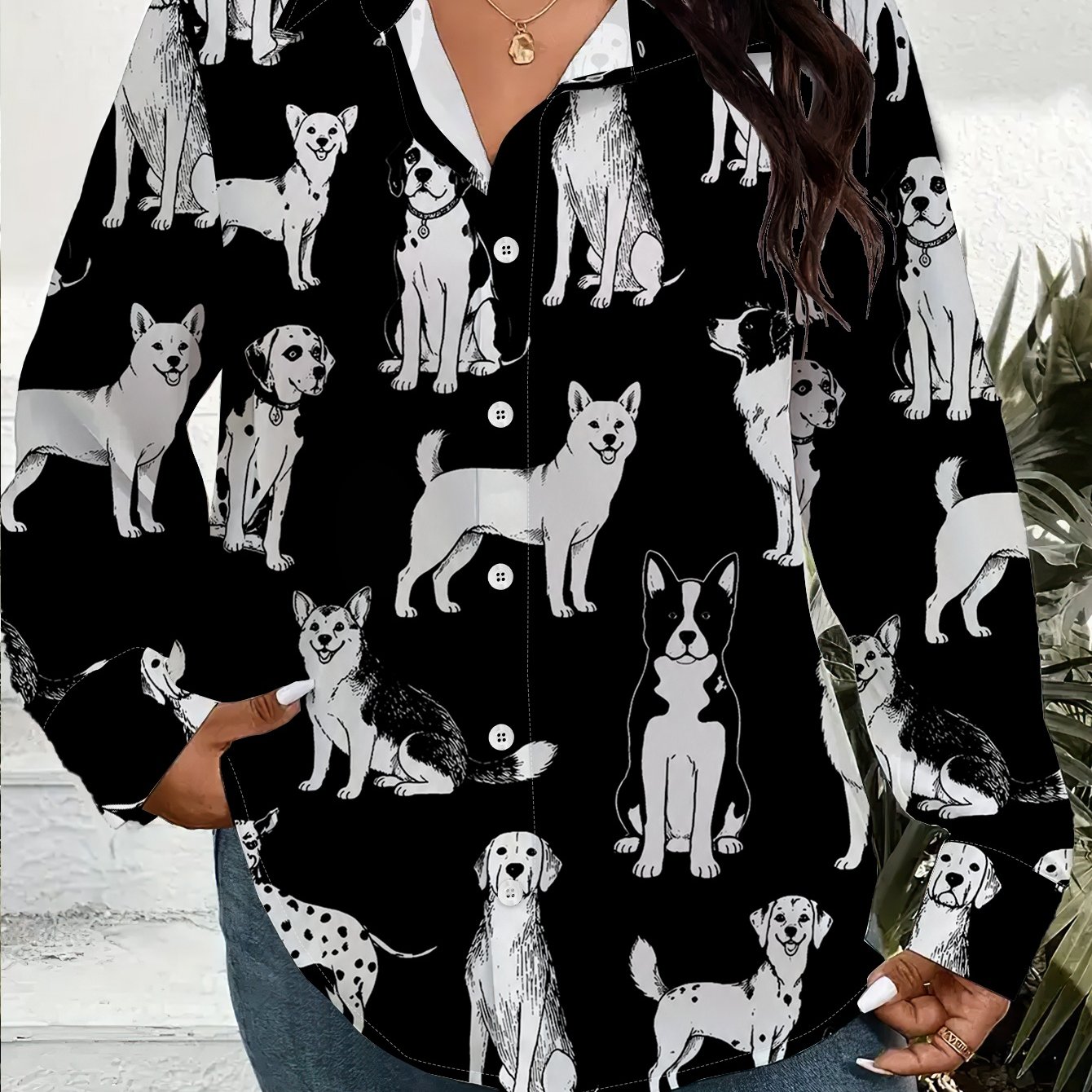 TEMU Women's Plus Size Button Cardigan Long Sleeve Single Piece Print Shirt 1xl-9xl Fashion Loose Fit Casual Daily Wear Breathable Lightweight Animal