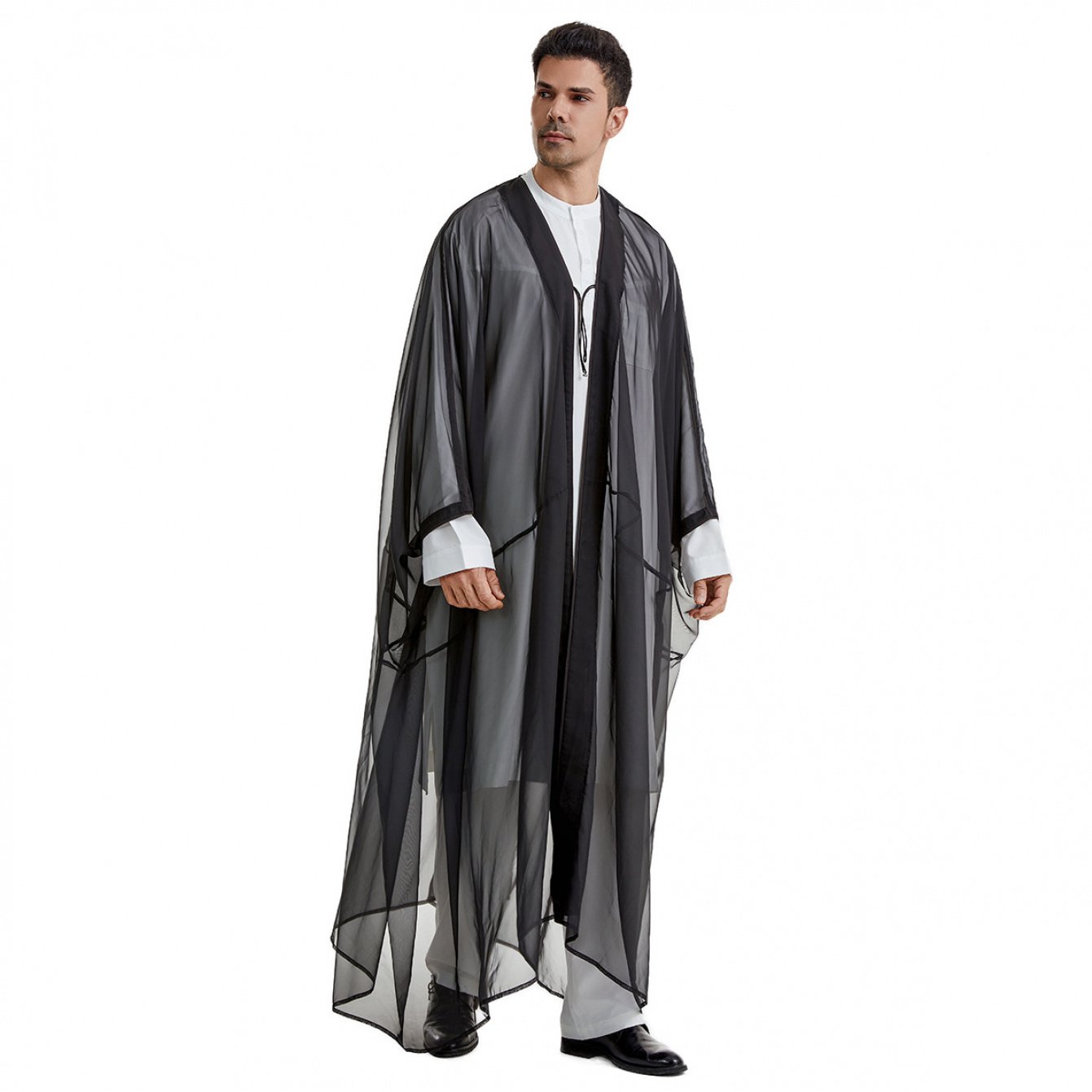 TEMU Men's Lightweight Open Bisht Abaya| Thin Arabic Summer Robe Saudi Dubai Uae & Travel