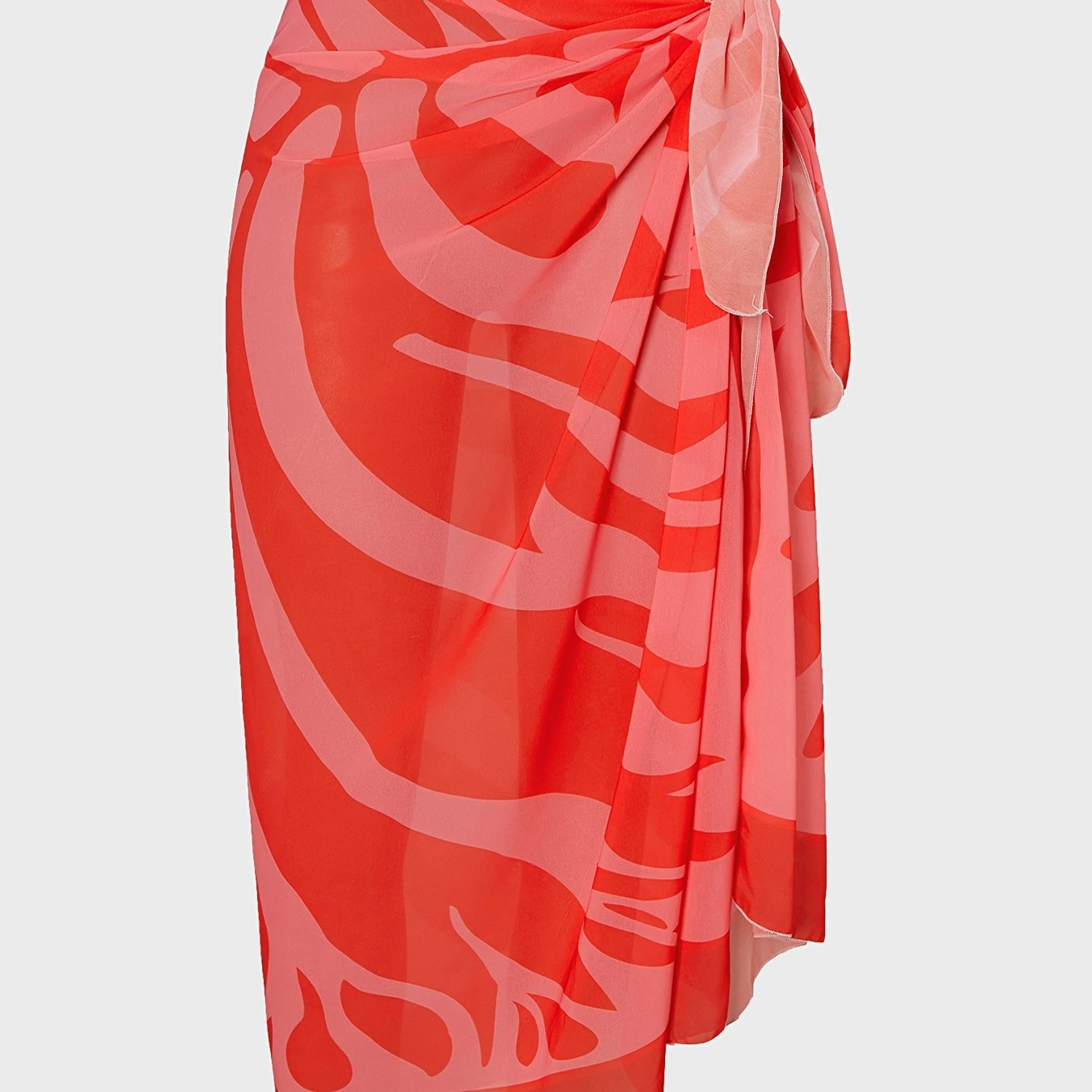 TEMU Women's Beach Vacation Casual Dress, 1pc Side-tie Skirt With Leaf Print, Seaside Ao Yai Wrap Skirt