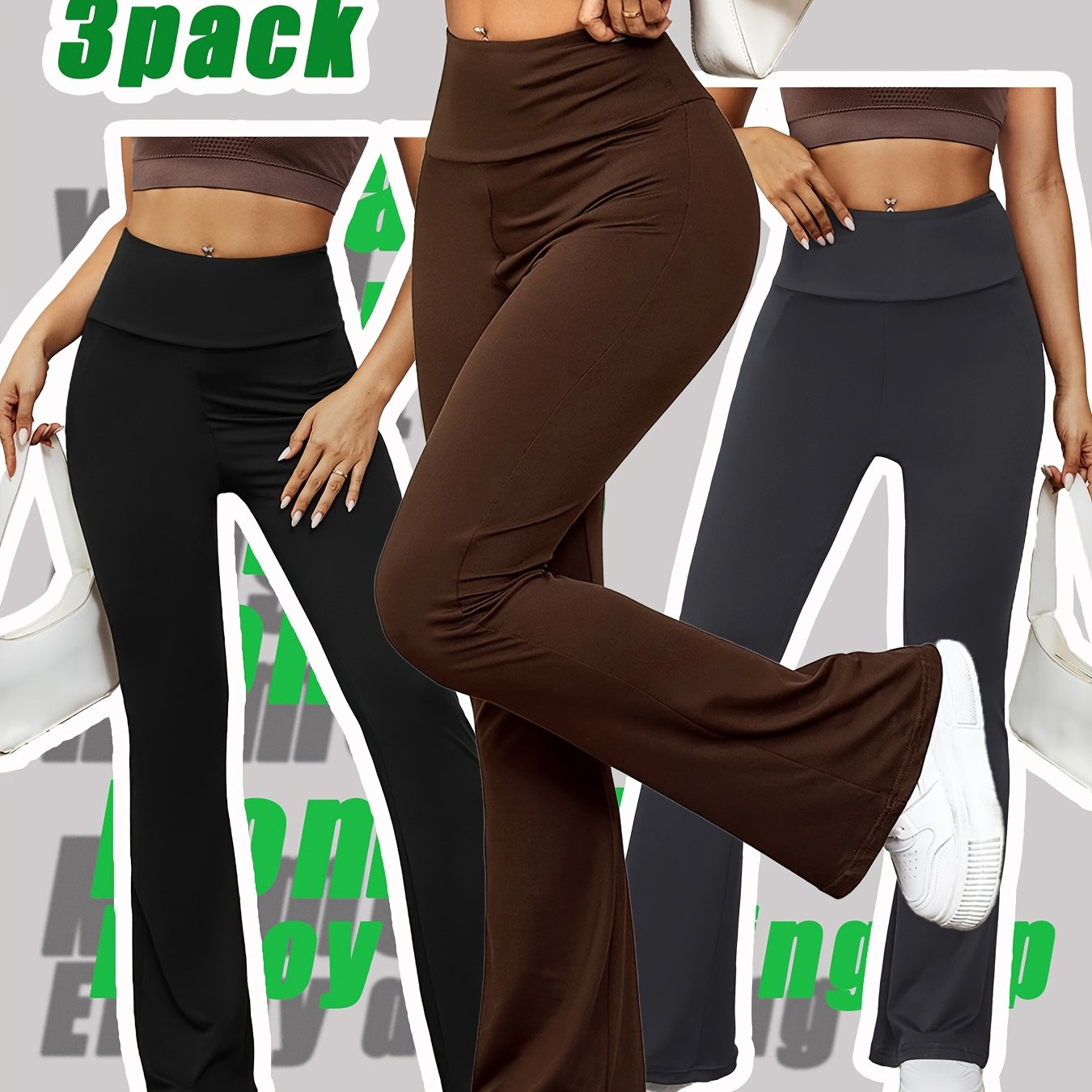 TEMU 3pcs Set - Women's Pants, Made Of Stretch Fabric, Soft And Comfortable, Suitable For Daily Wear,, Leisure, And Work. Suitable For , Designed For