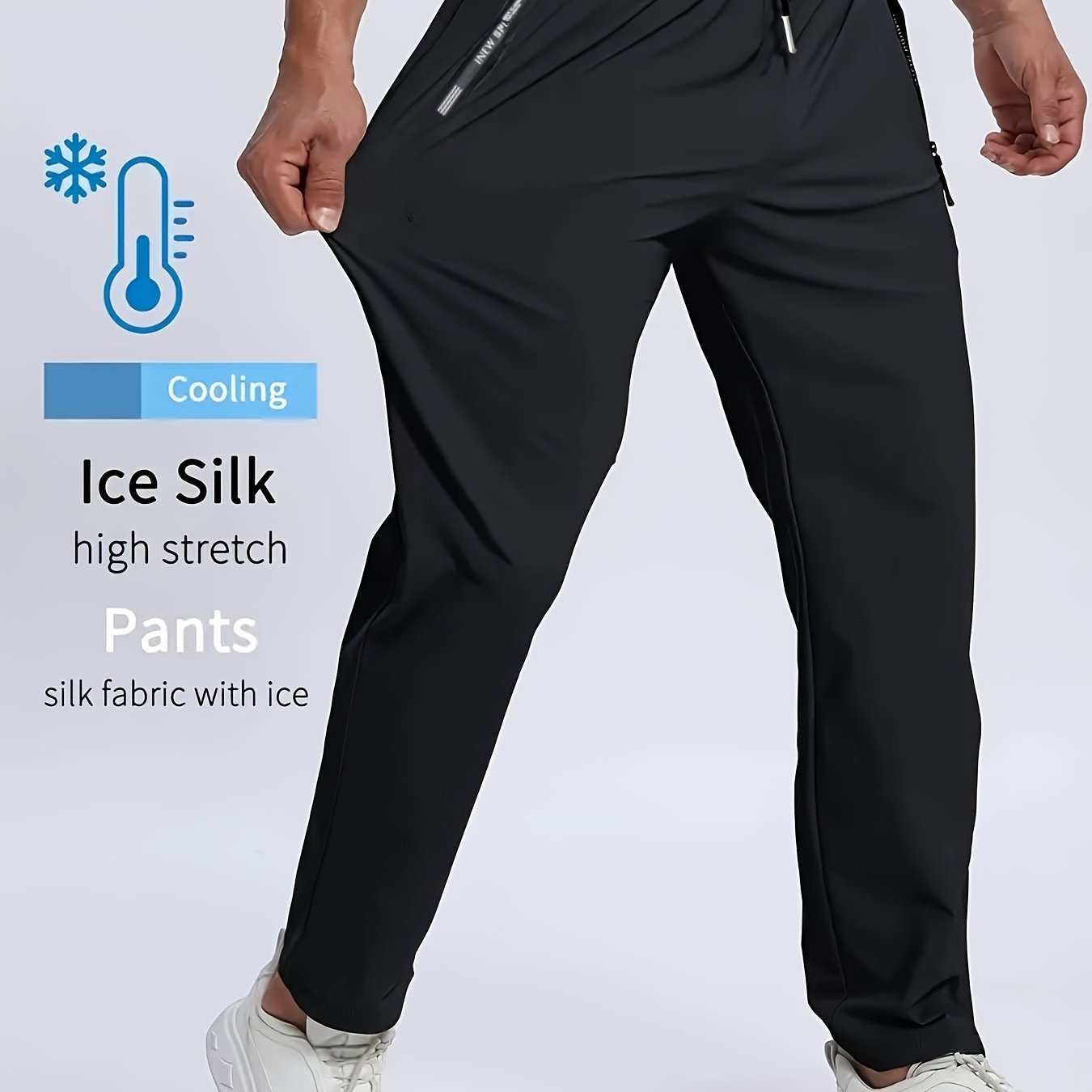 E-shop Feuchtigkeitstransportierende Jogginghose für Herren mit , Kordelzug-Reißverschluss-Design, weiche bequeme, helle Beige, lässige , leichte