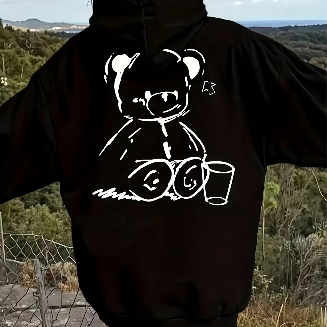 Image of Oversized Women's Y2k Cute Graphic Sweatshirt With Teddy Bear Print - Comfortable For Fall And More Streetwear Style Outfit - Unisex 2026 Couple Sweater Hoodies