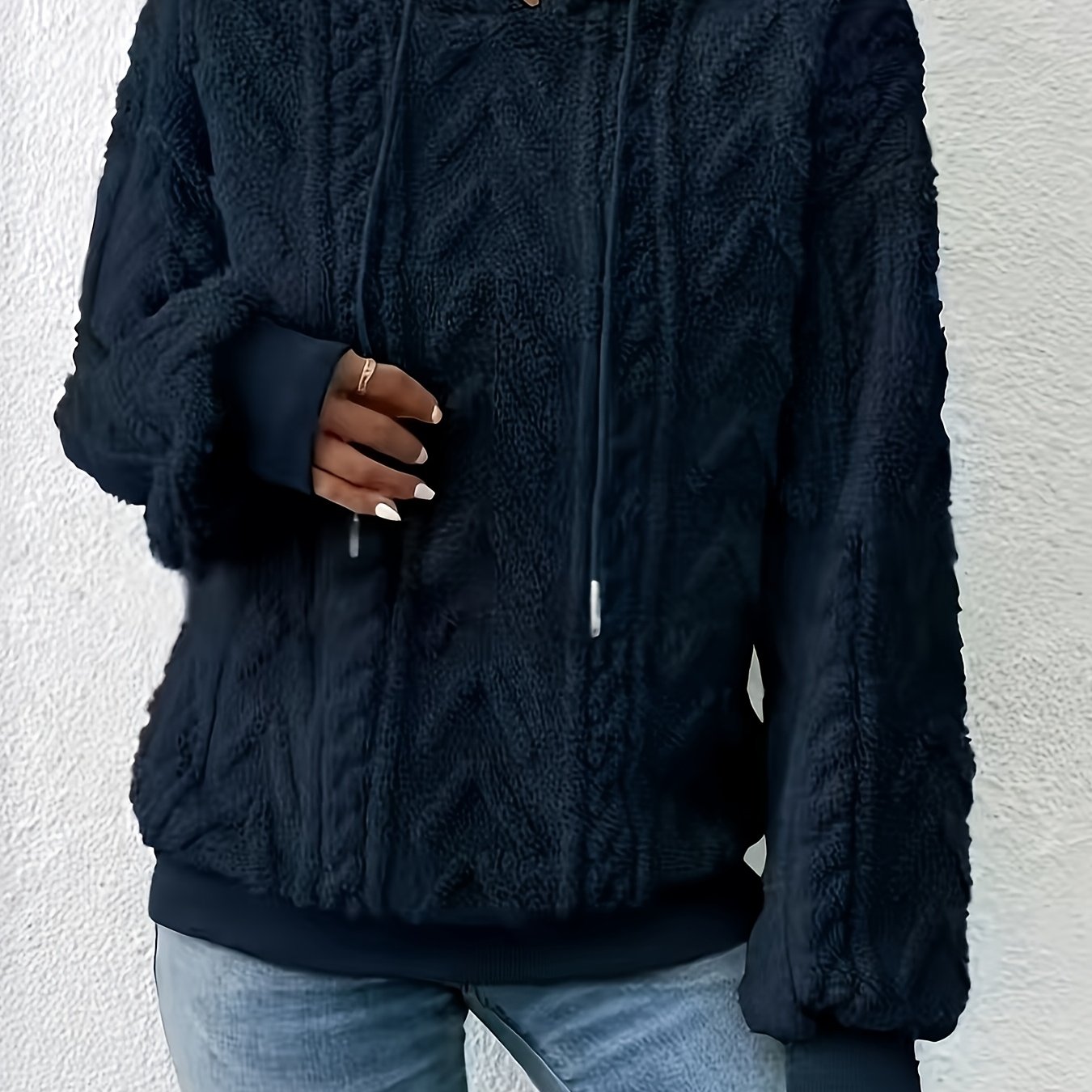 TEMU 2025 Autumn And Winter Women's New Fleece-lined Comfortable Casual Solid Color Hoodie