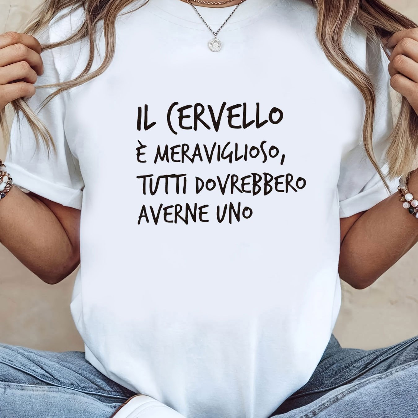 TEMU T-shirt da donna con italiana " 癡 meraviglioso, tutti dovrebbero uno" - Maglia a maniche corte con e stampa di scritte italiane, blusa casual a