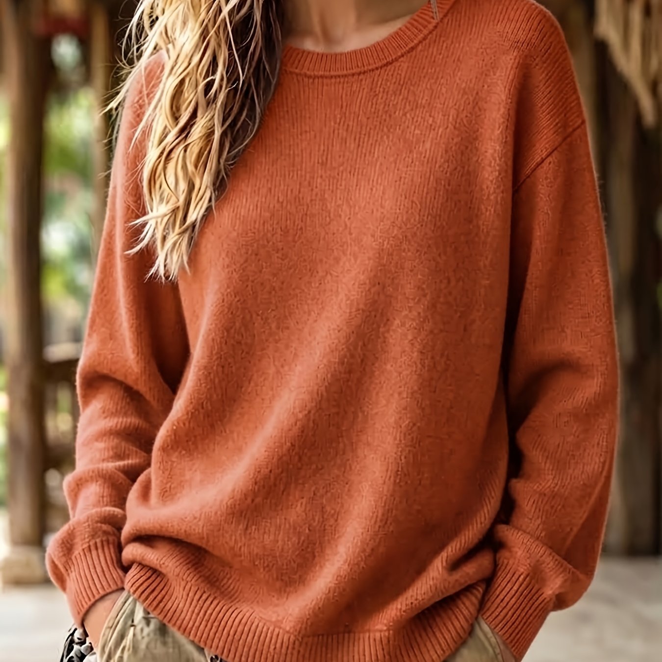 TEMU 1pc Women's Thickened Winter Sweater - Thick Warm Pullover Sweater Suitable For Themed Parties & Outerwear, Round Neck Sweater -compatible For