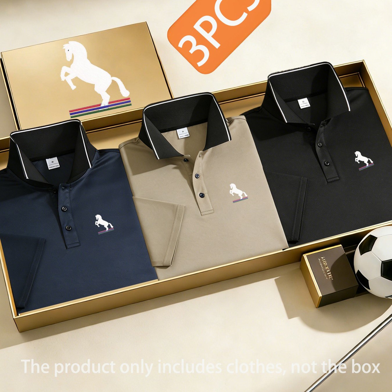 TEMU 3pcs Set S8-934 Logo -block Quick-dry Men's Short-sleeve Shirt, Lapel Button-up Printed Golf Shirt, Casual Training