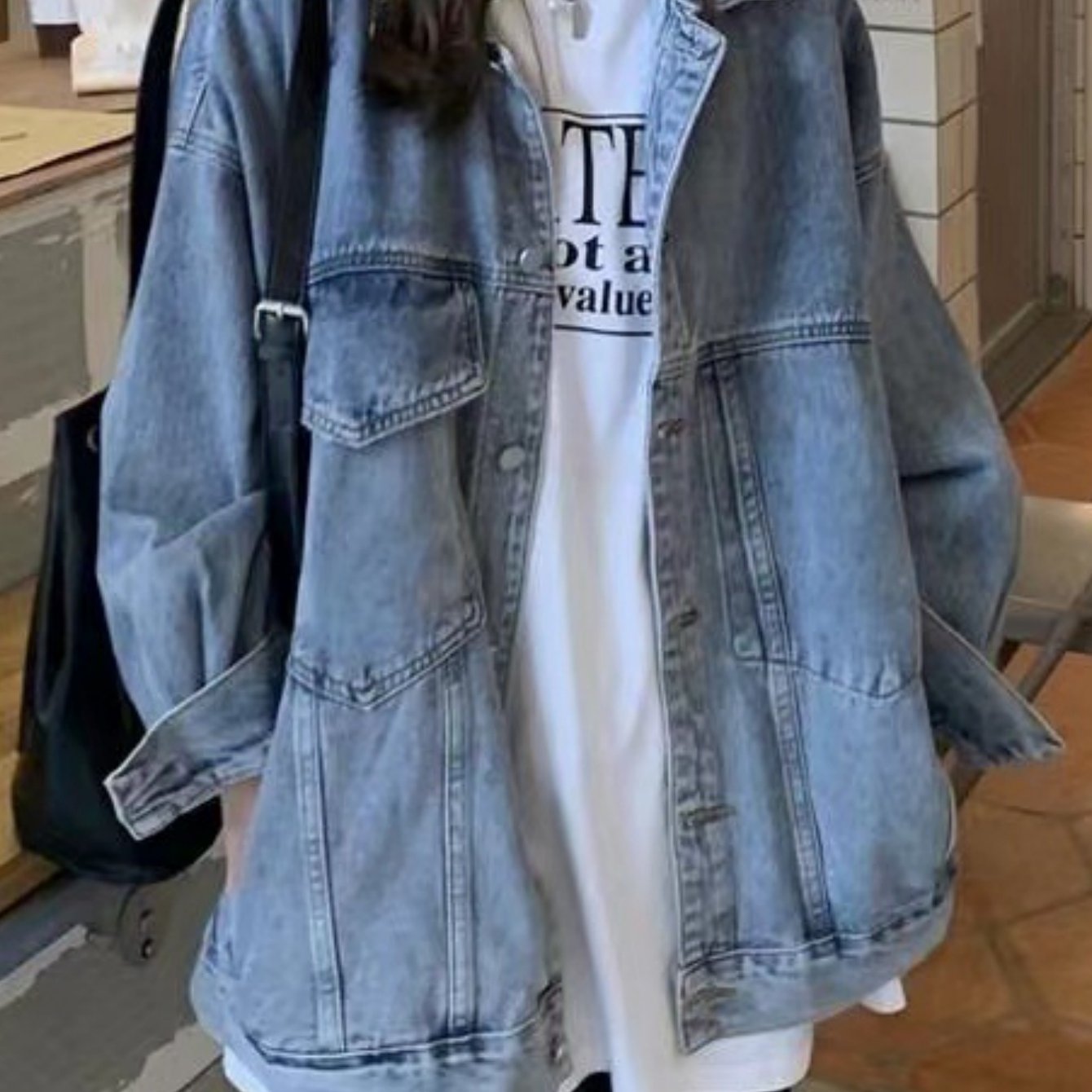 TEMU Ladies Denim Coat, Denim, Jacket, Loose, Casual, Going Out, Gift, Denim Coat, Ladies