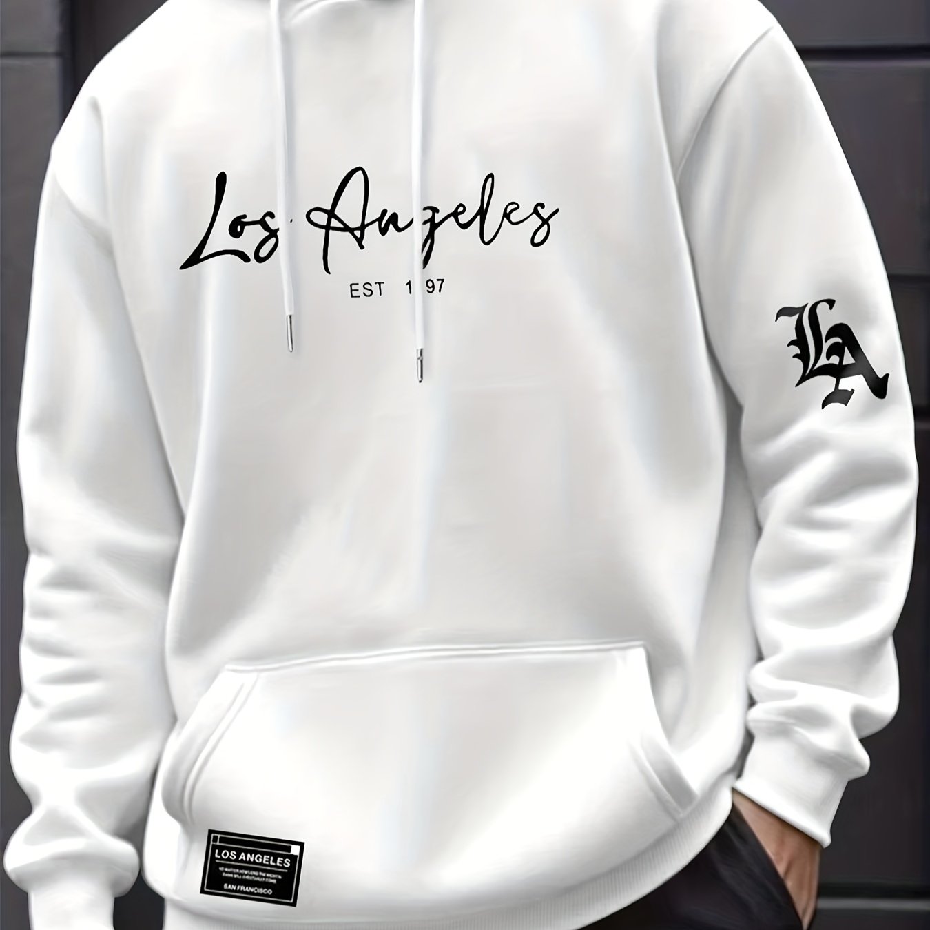 TEMU Men's Autumn/winter Letter Print Pattern -lined Hooded Sweatshirt, Versatile Sporty Casual Loose Fit Hoodie