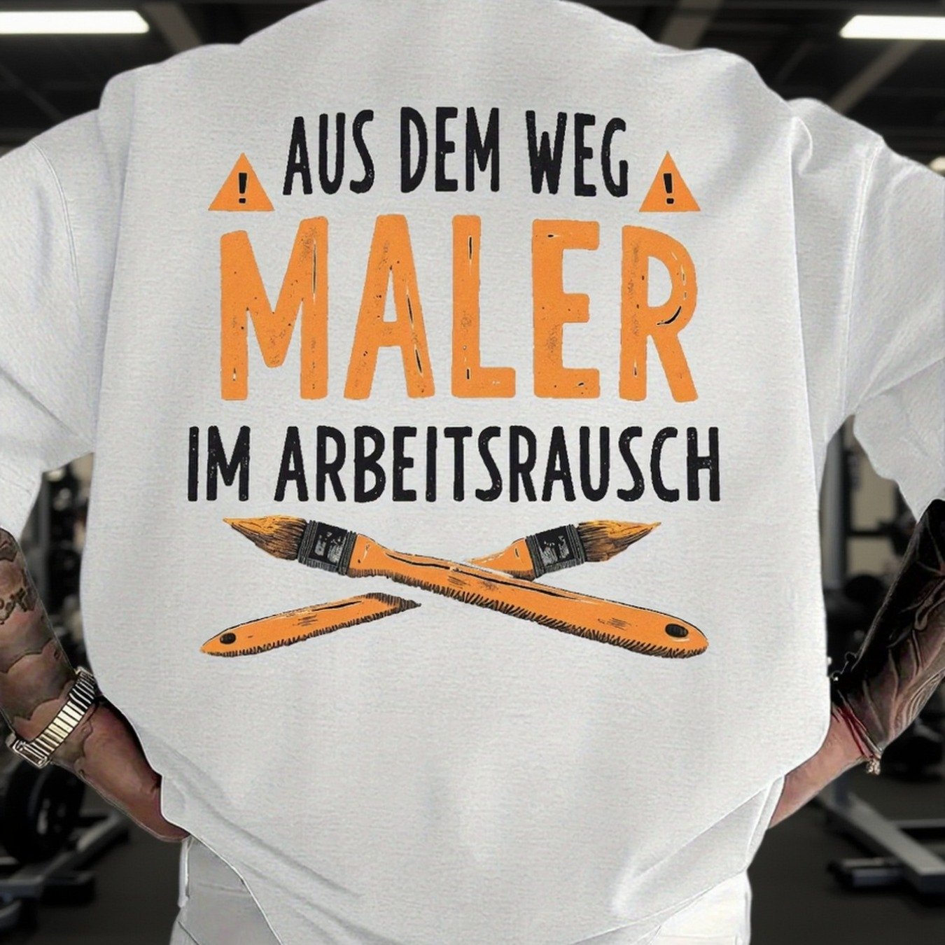 Men's Casual Aus Dem Weg Maler Im Arbeitsrausch Printed T-shirt - Breathable, Moisture-wicking Summer Tee With Paint , Short Sleeve, Round Neck, Fit For Outdoor Activities, Casual Summer Wear