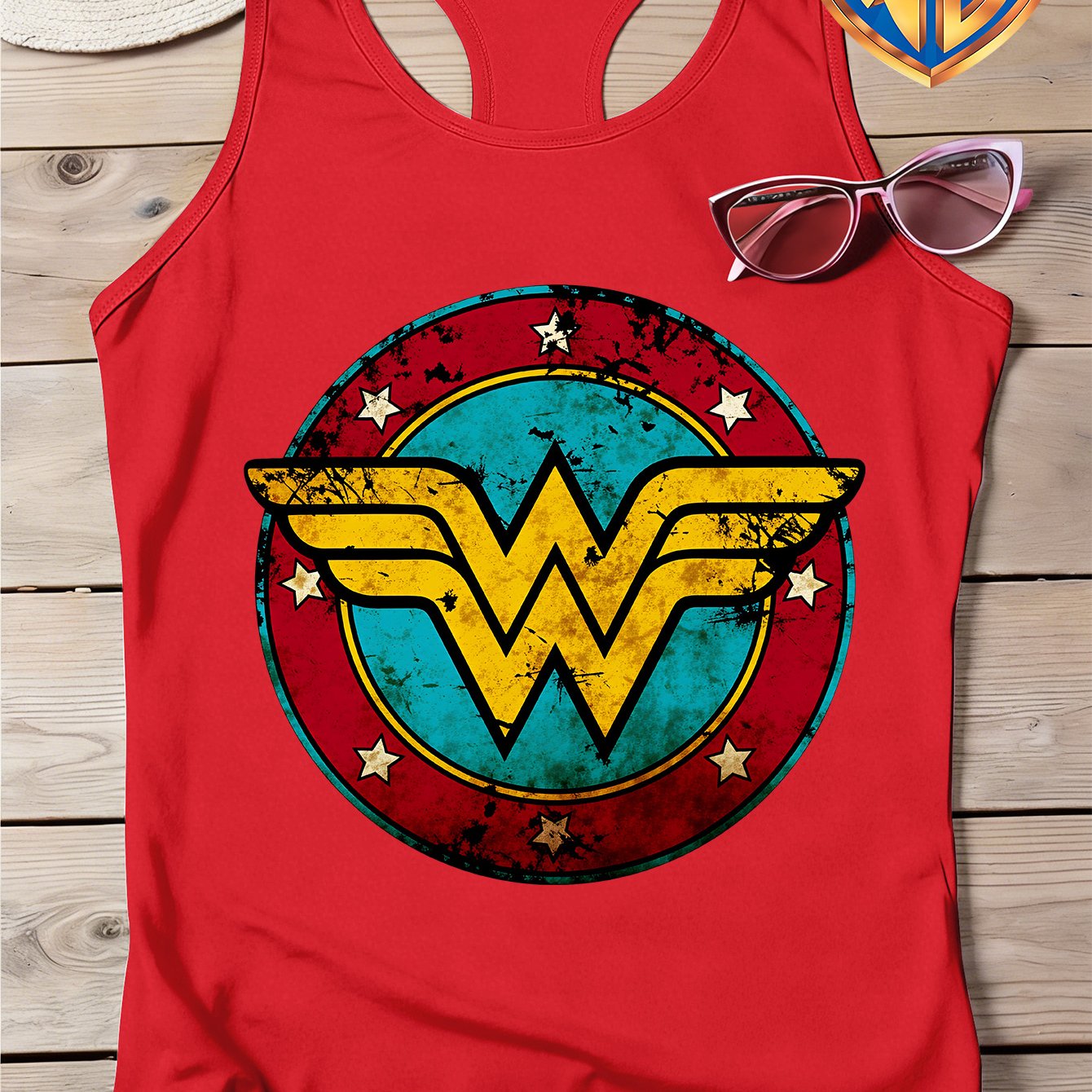 TEMU Bros. Licencia Original - Nueva Camiseta de Tirantes con Espalda de Nadador para Mujer /Verano, con Estampado (Logotipo Retro Desgastado de ),