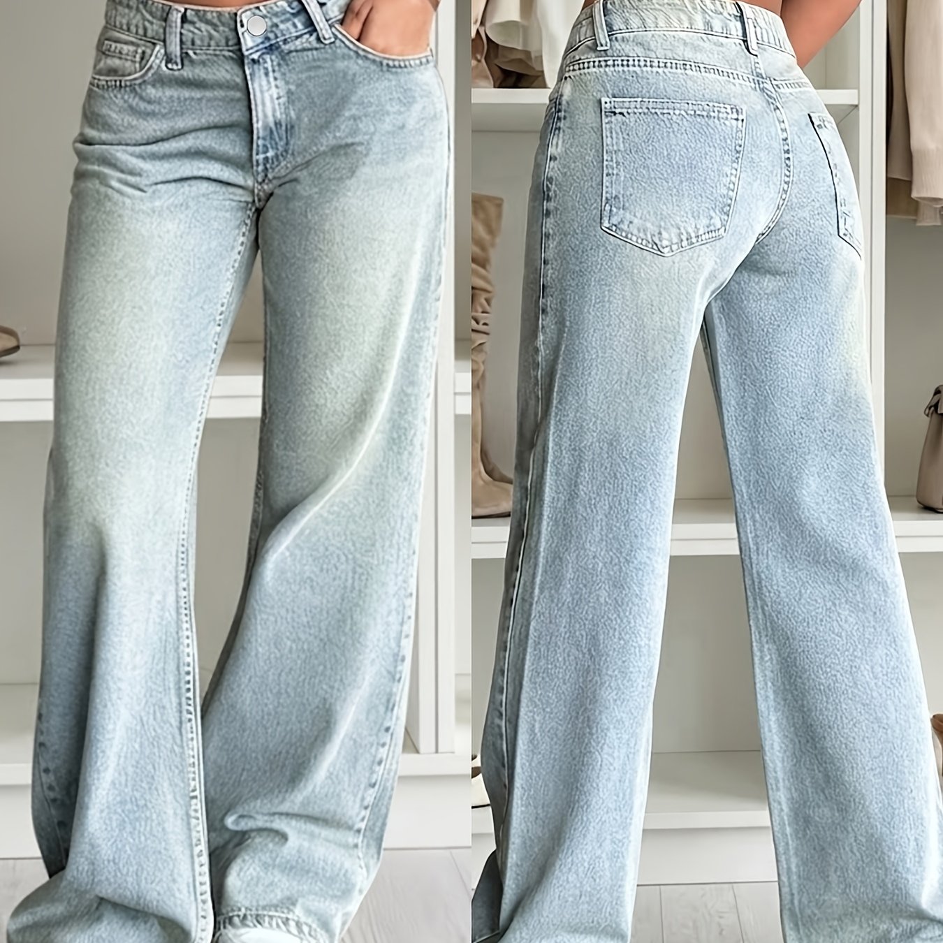 Dk85706 X Y2k Low-waist Light Blue Baggy Jeans - Retro Washed Wide-leg Denim Trousers
