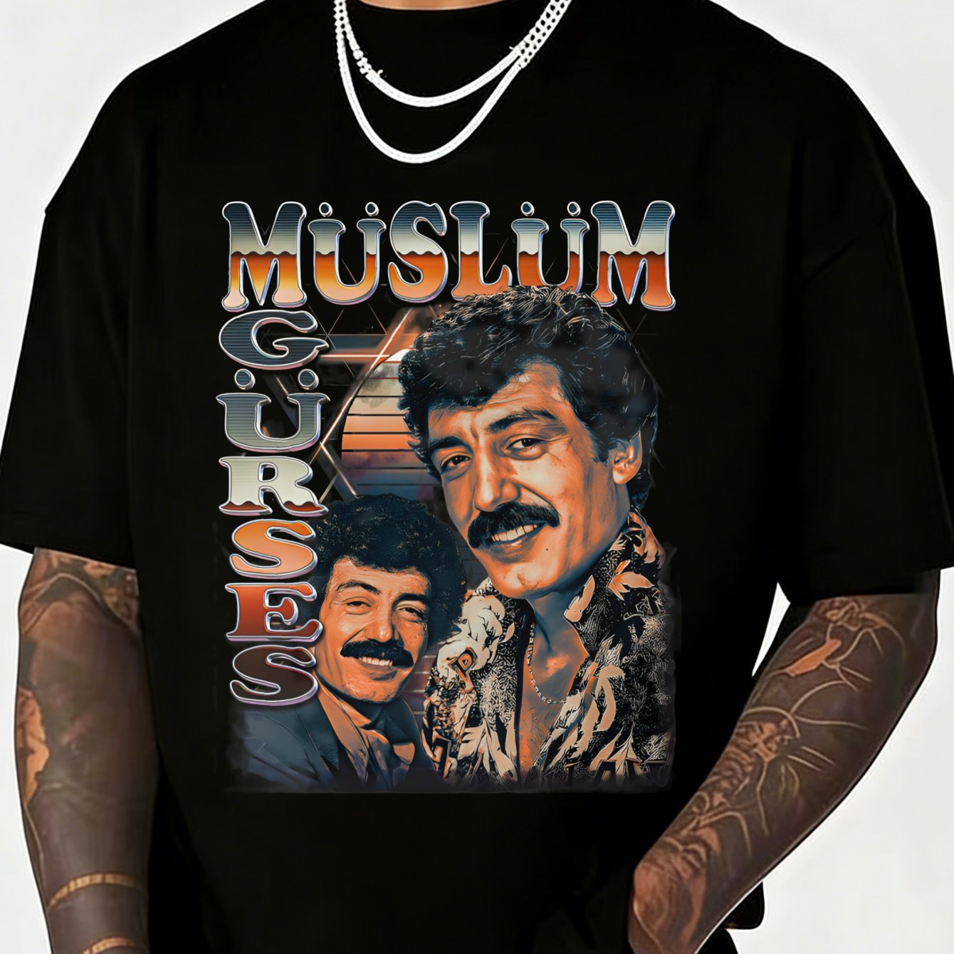 Black T Shirt With Muslum Gurses Portrait And Name Print For Music Fans And Casual Wear