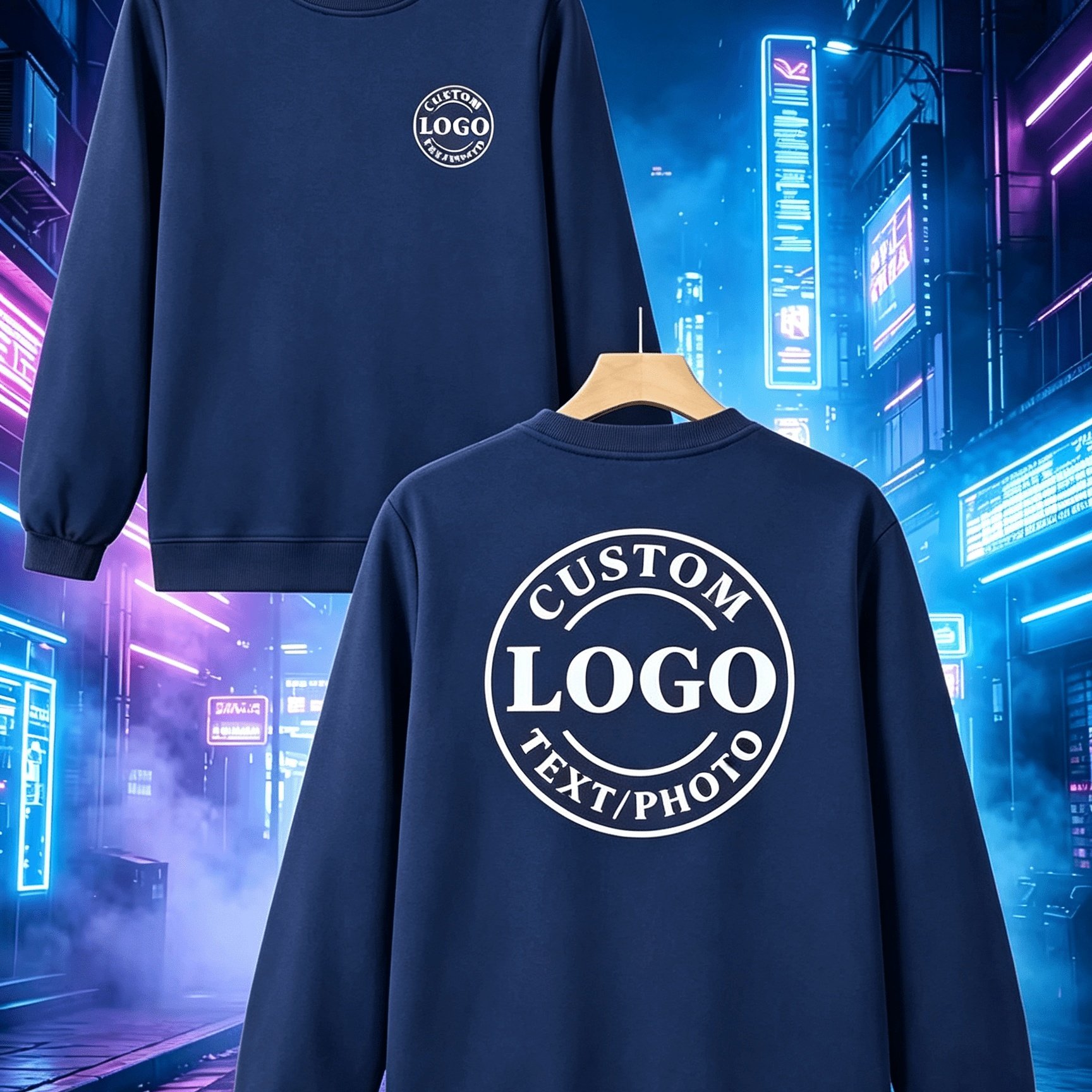 TEMU Sweat-shirt unisexe personnalisé - Logo et personnalisés, pull respirant à col ras du cou, convient pour cadeaux d'entreprise, tenues d'équipe,