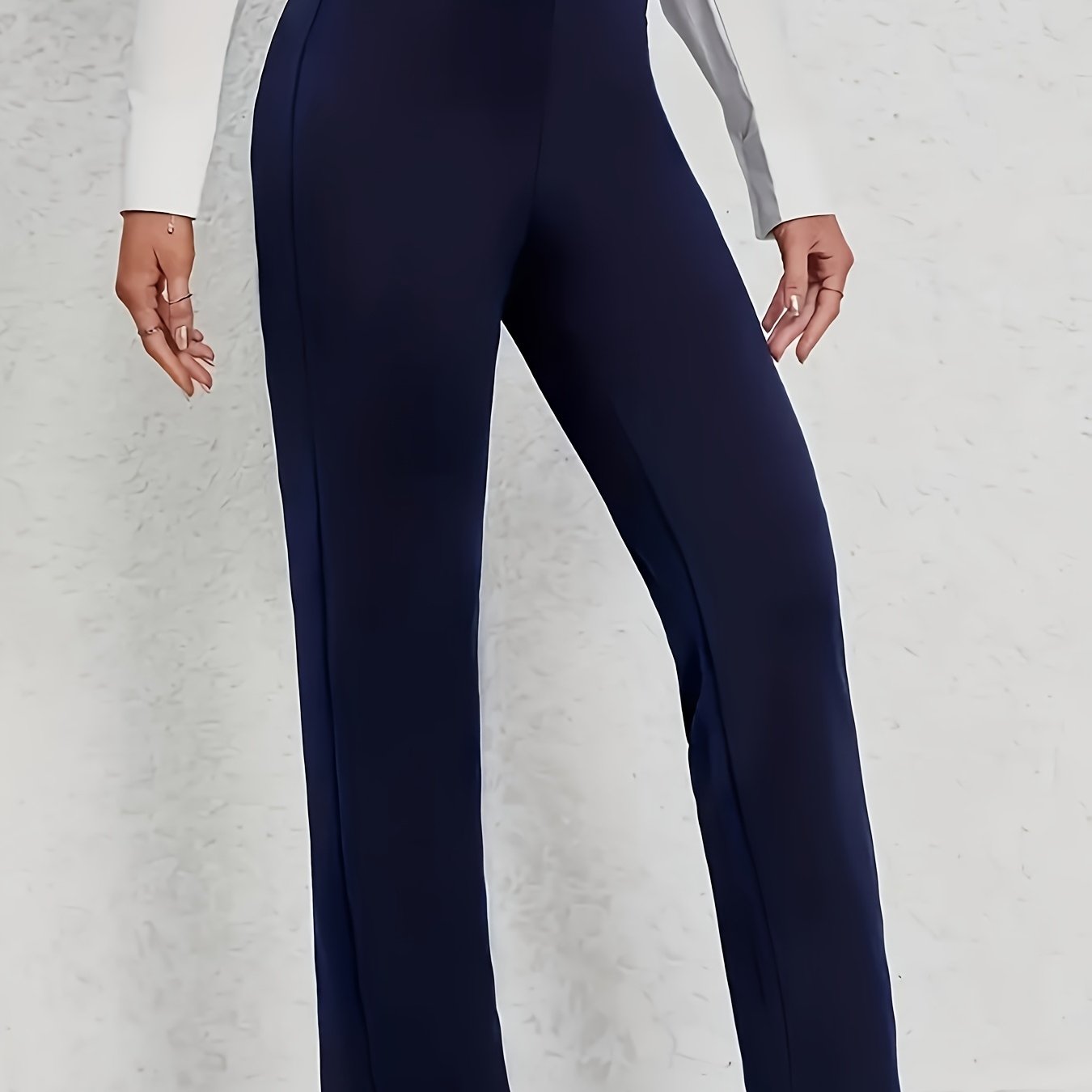 E-shop Frühling/Herbst Neue High-Waist Casual Gerade Bein Einfarbige Damen Hosen