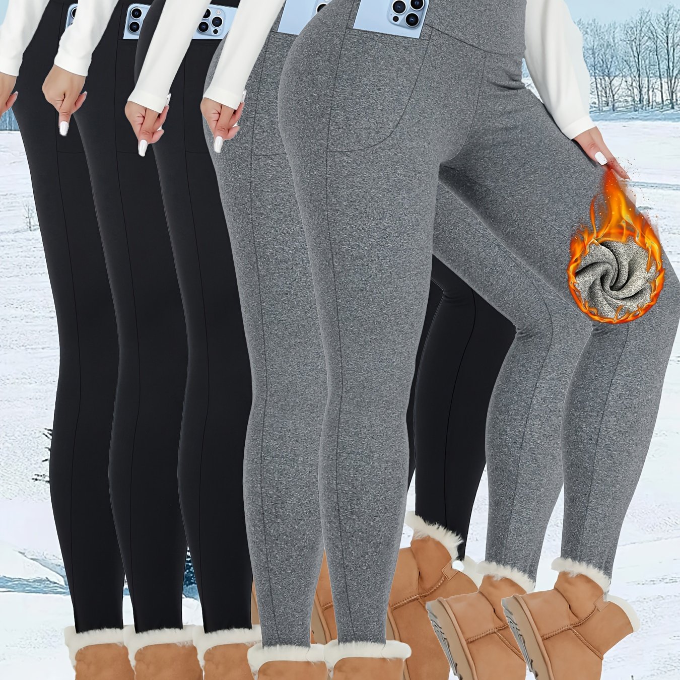 Women's Thermal Fleece Lined High Waisted Sports Leggings - Temu